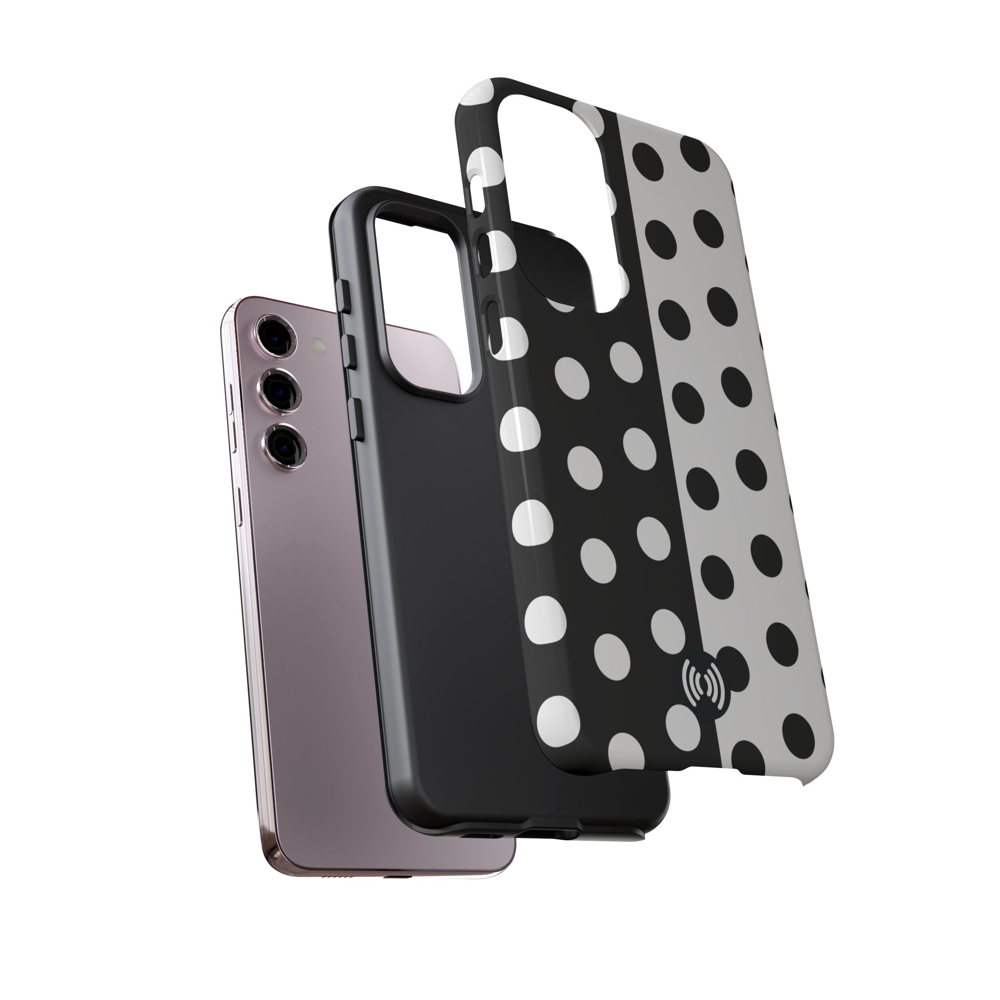 Polka Dot Black & White Split Design Phone Case — Cellfinds - Image 9