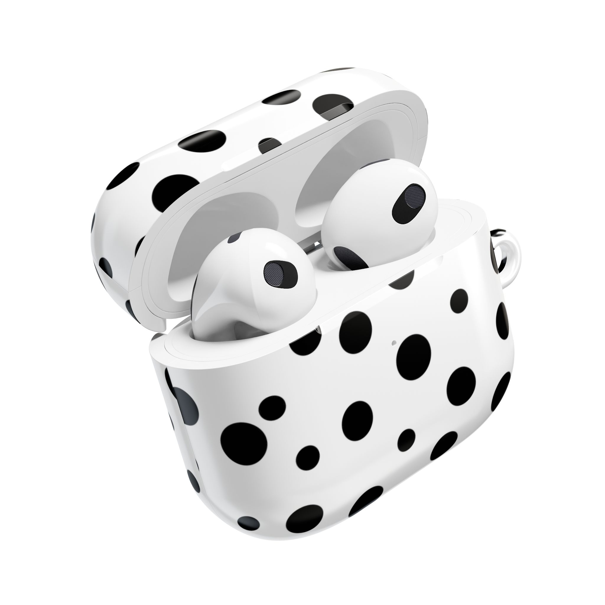 Black & White Polka Dot AirPods Case Cover with Keyring - Image 9