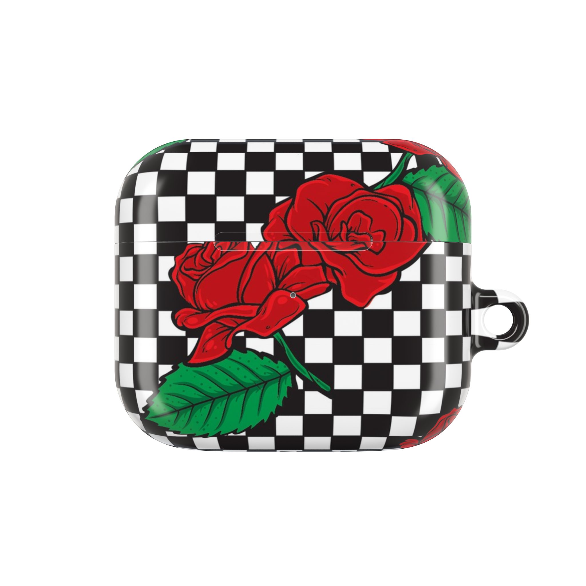 Checkerboard Rose AirPods Case with Keyring - Image 6