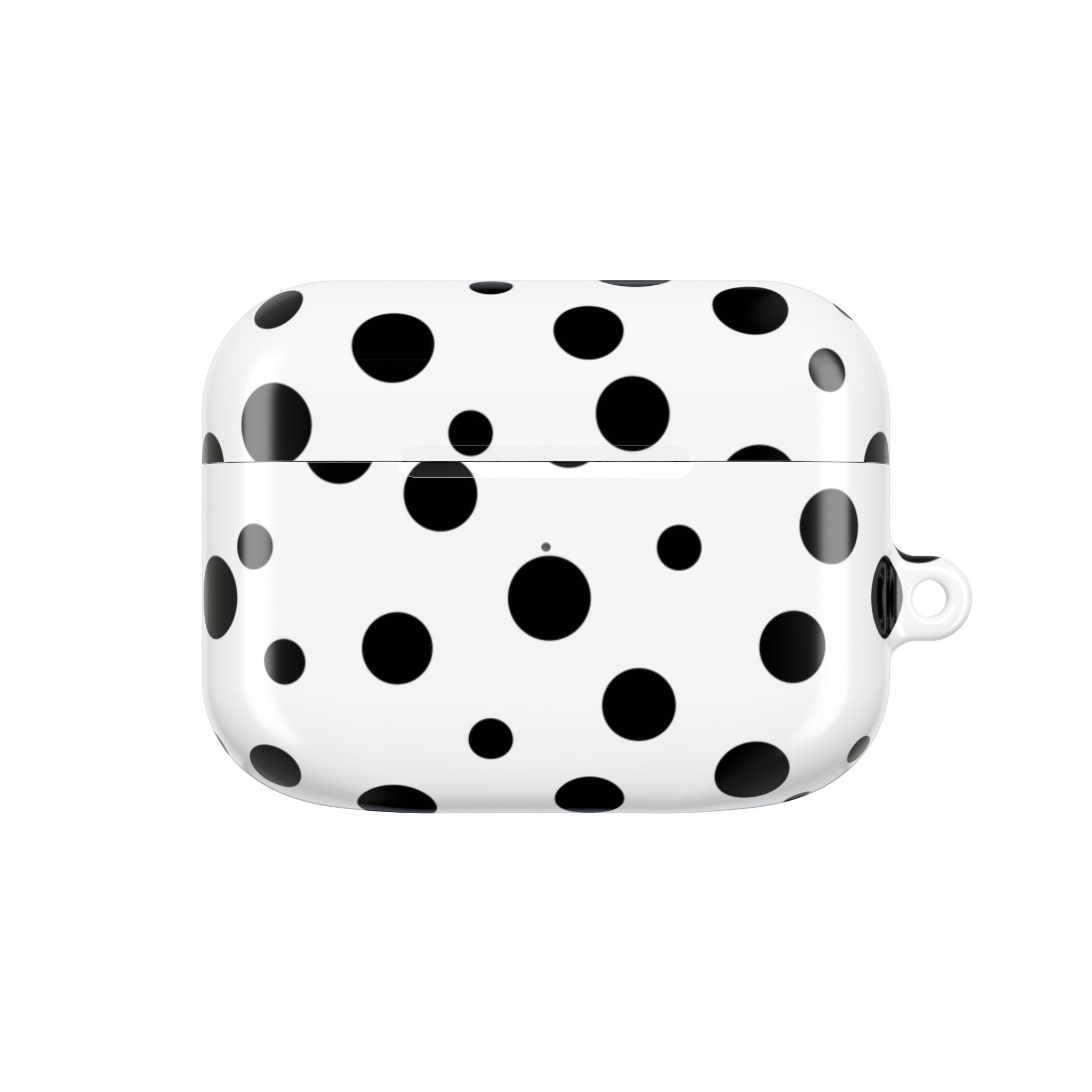 Black & White Polka Dot AirPods Case Cover with Keyring - Image 10