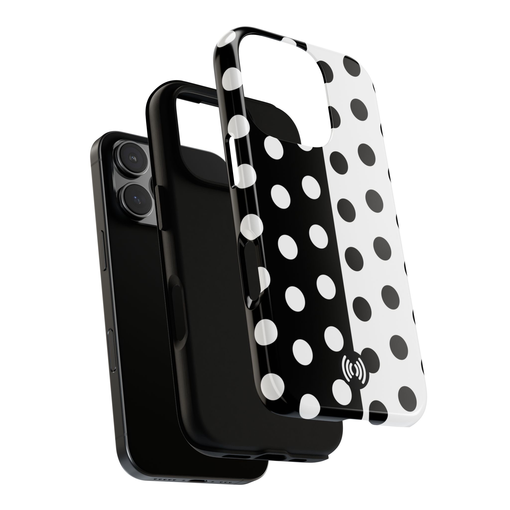 Polka Dot Black & White Split Design Phone Case — Cellfinds - Image 73