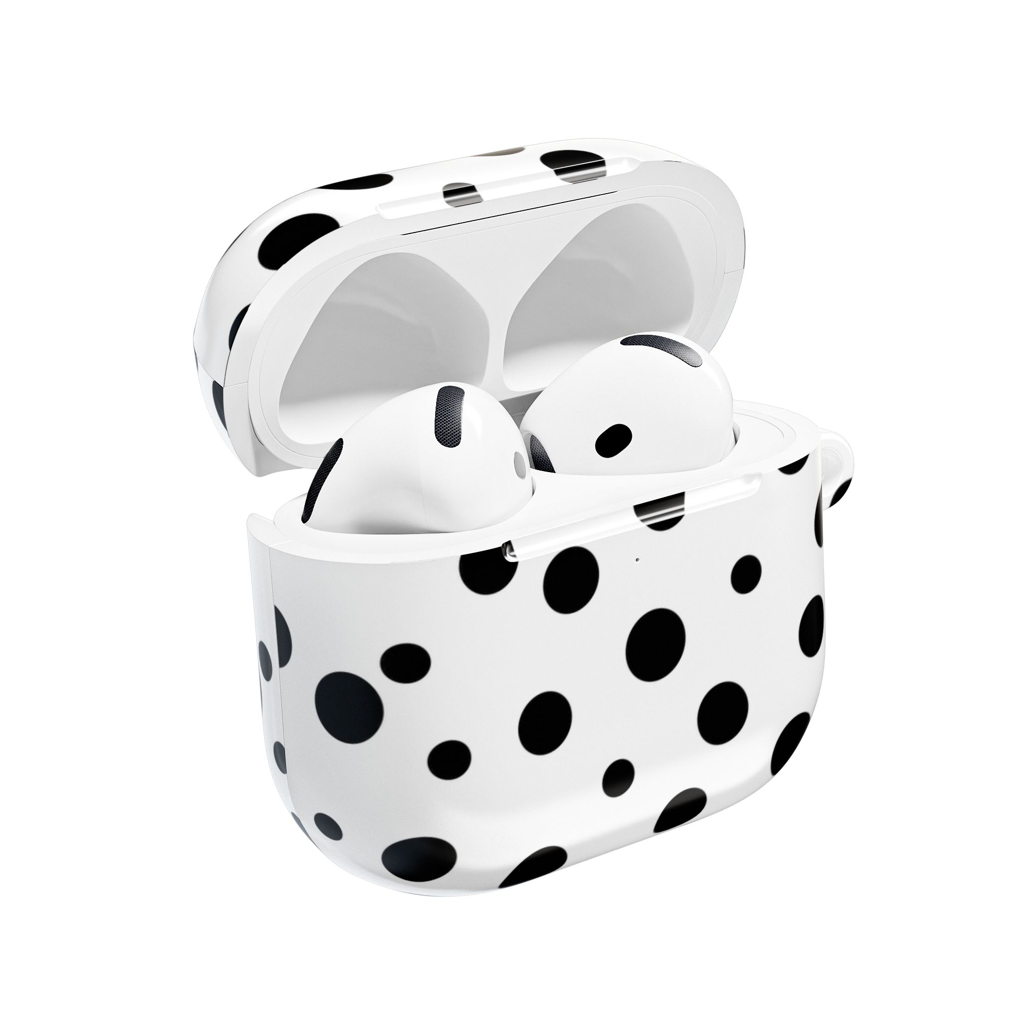Black & White Polka Dot AirPods Case Cover with Keyring - Image 5