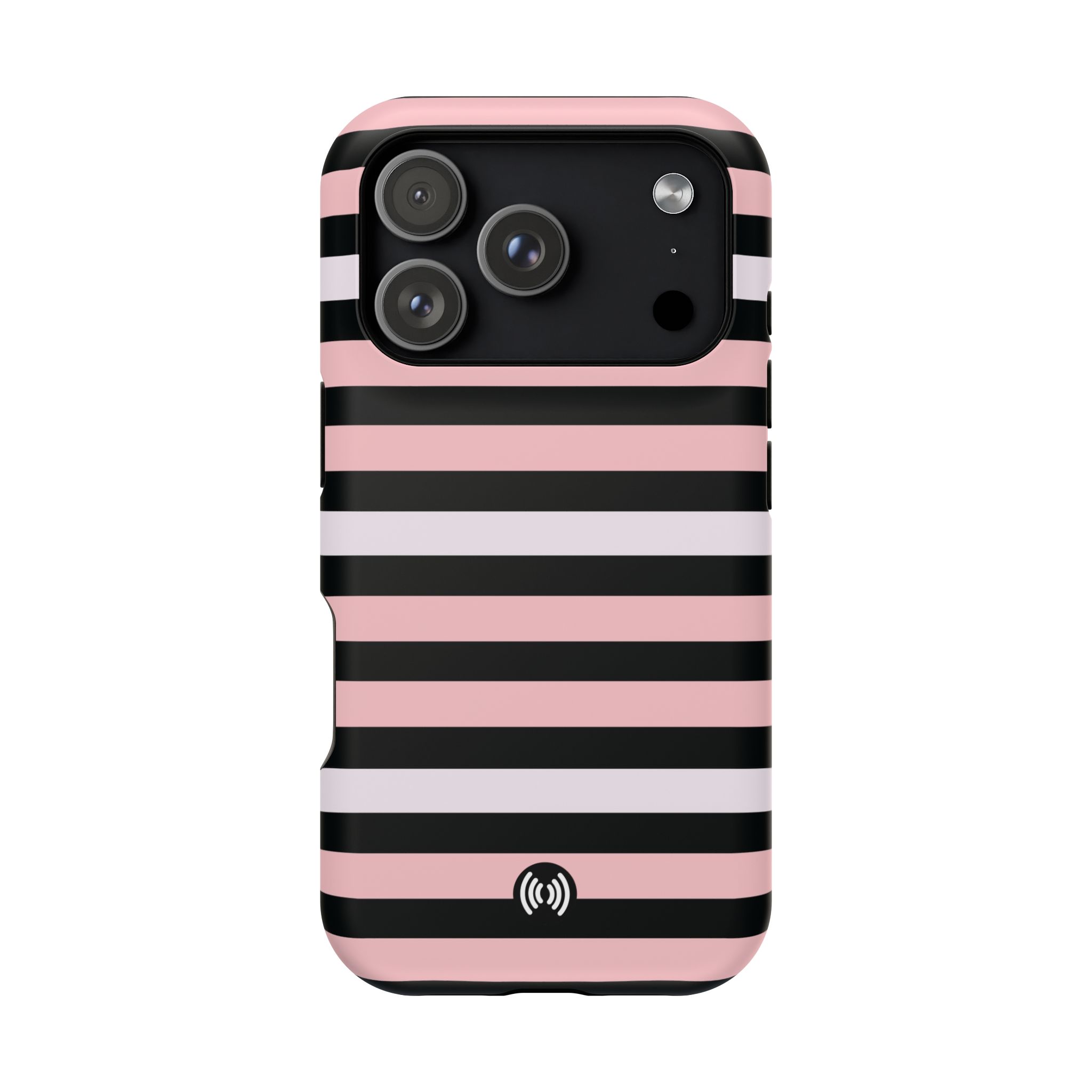 Striped Pink & Black MagSafe® Phone Case
