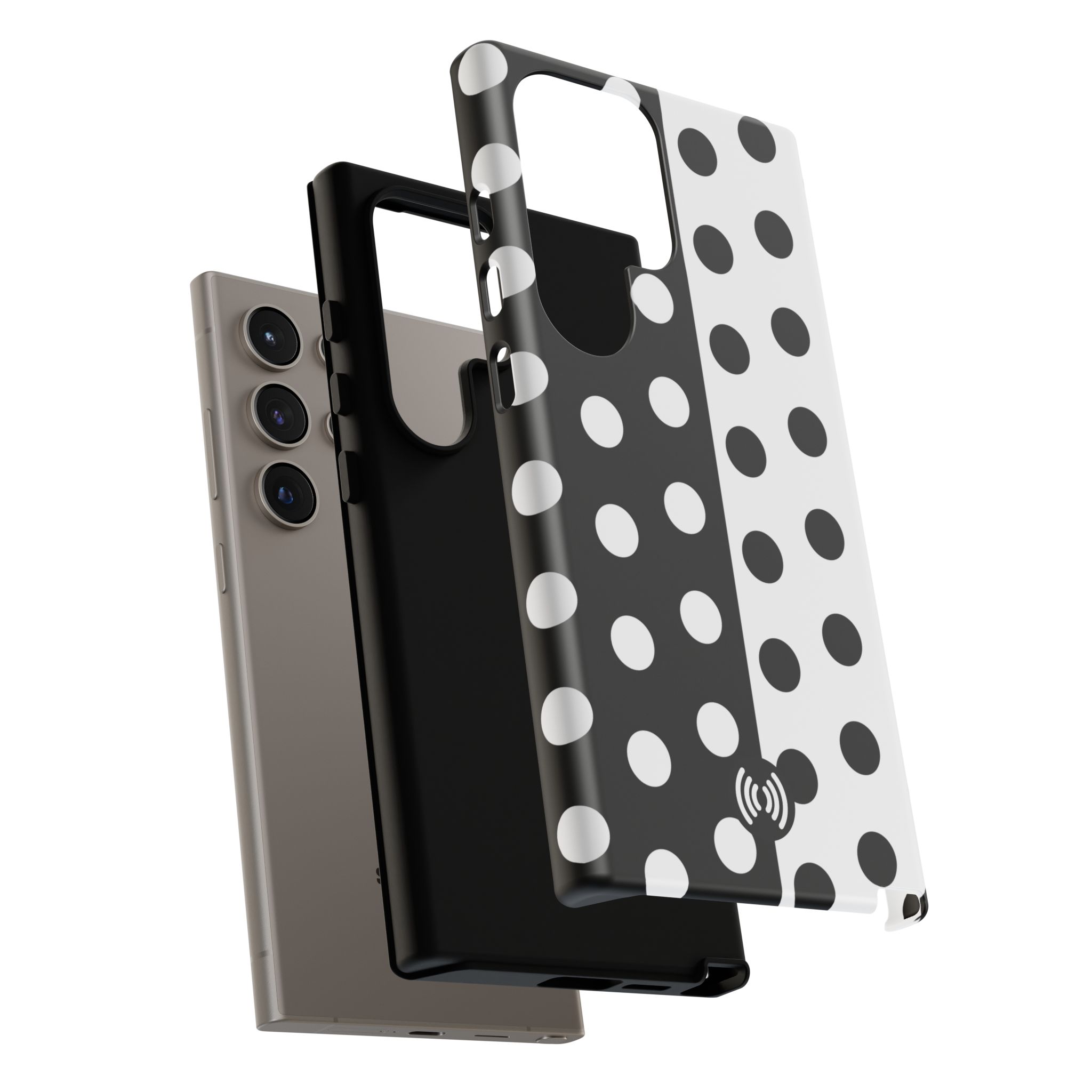 Polka Dot Black & White Split Design Phone Case — Cellfinds - Image 58