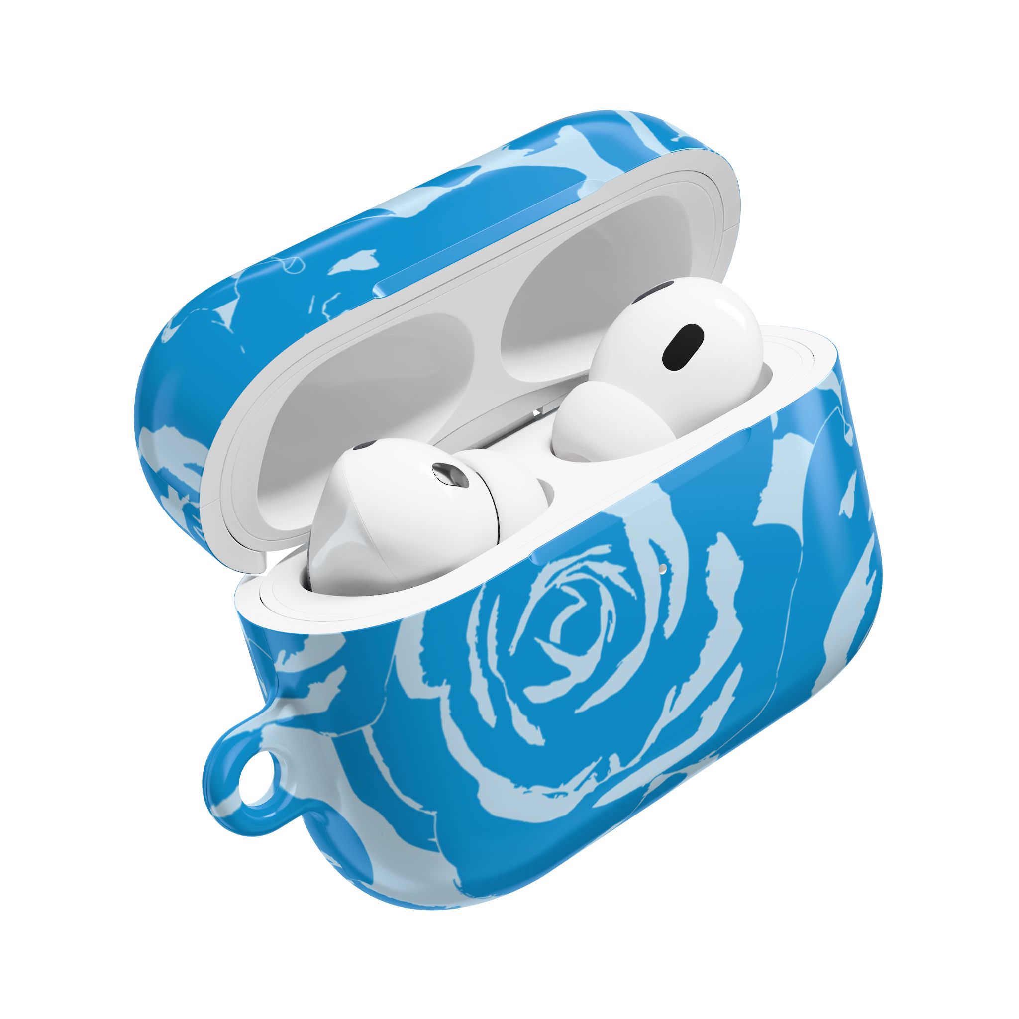 Blue Floral AirPods Case | Soft Aesthetic Earbud Case with Keychain - Image 17