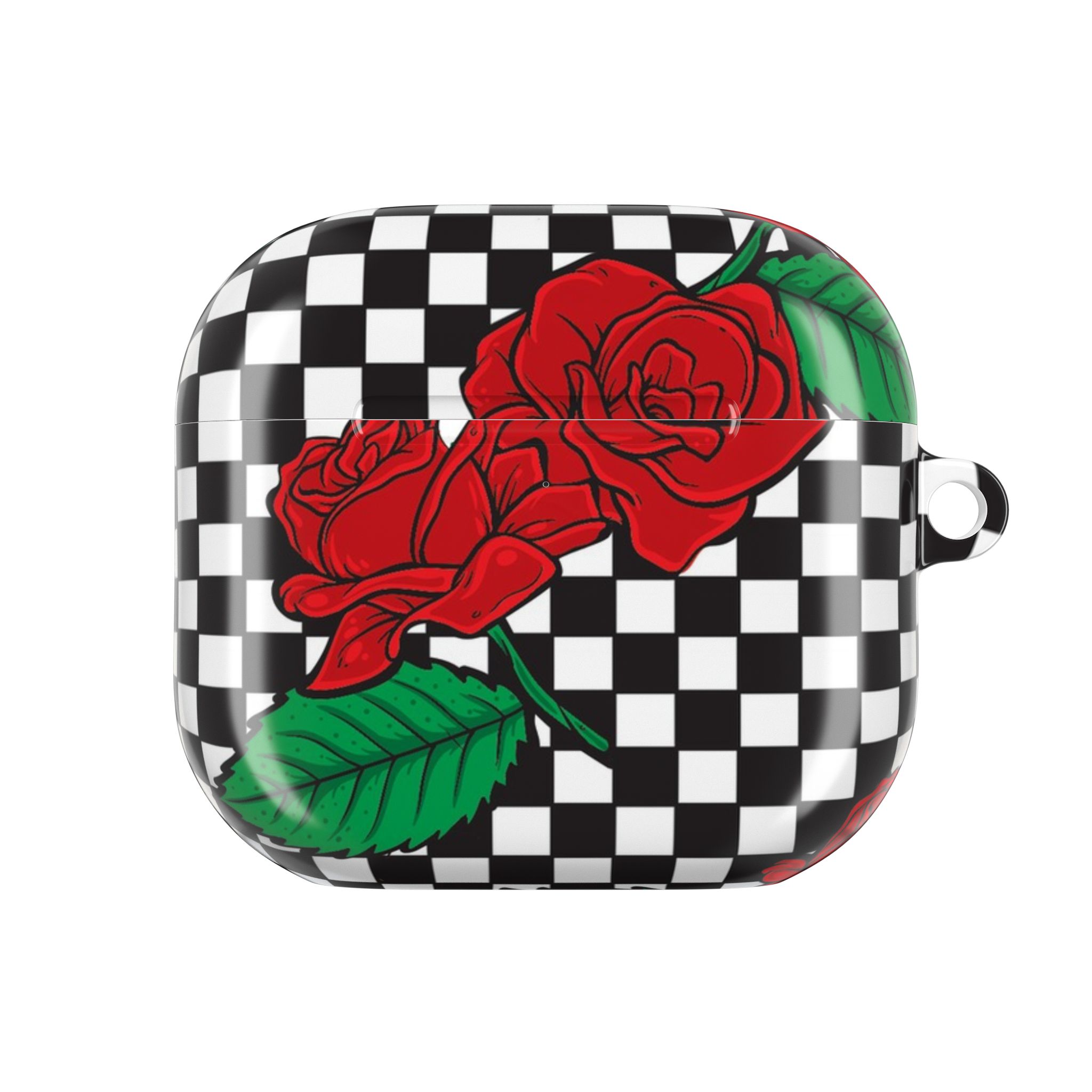 Checkerboard Rose AirPods Case with Keyring - Image 2