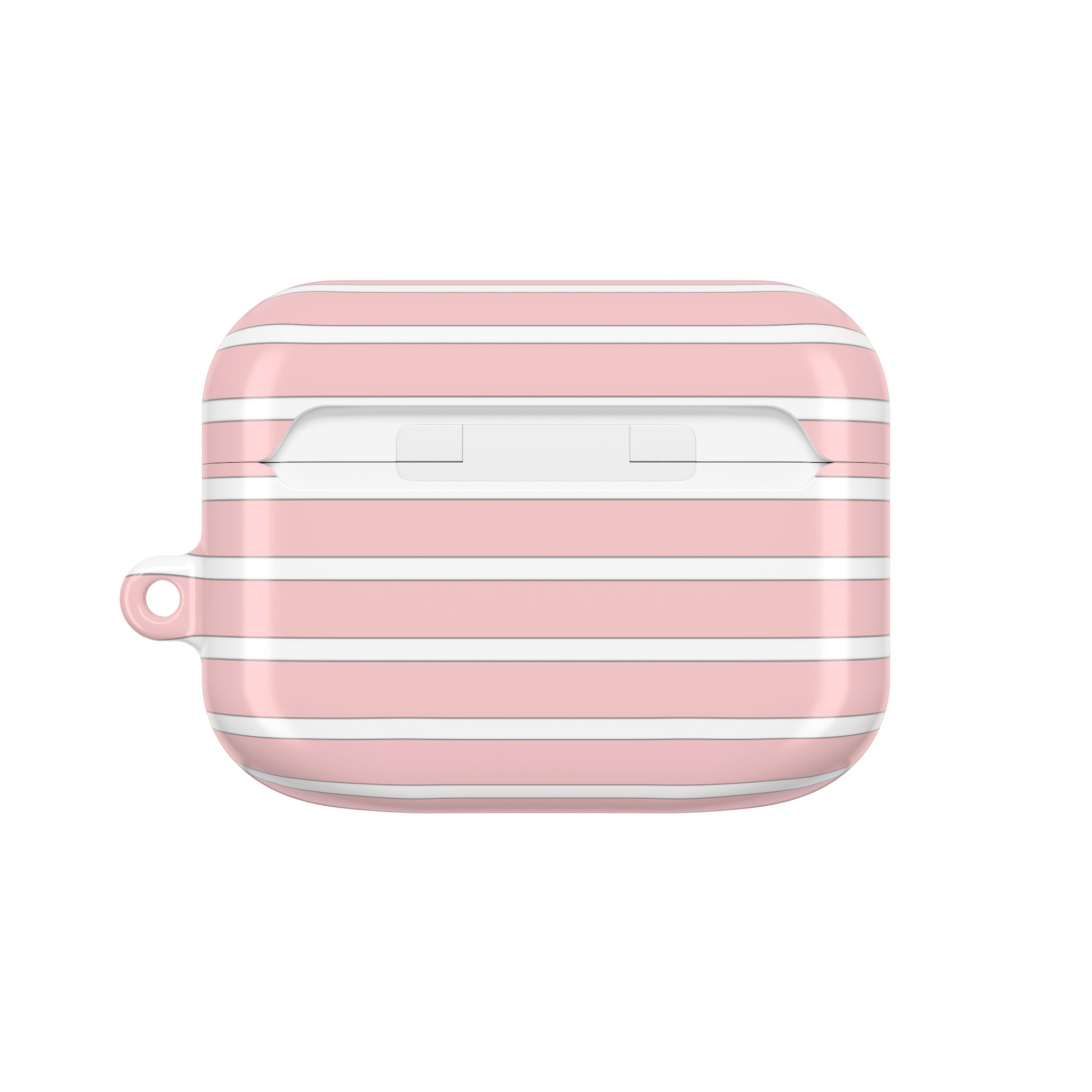 Pink Striped AirPods Case with Keyring - Image 11