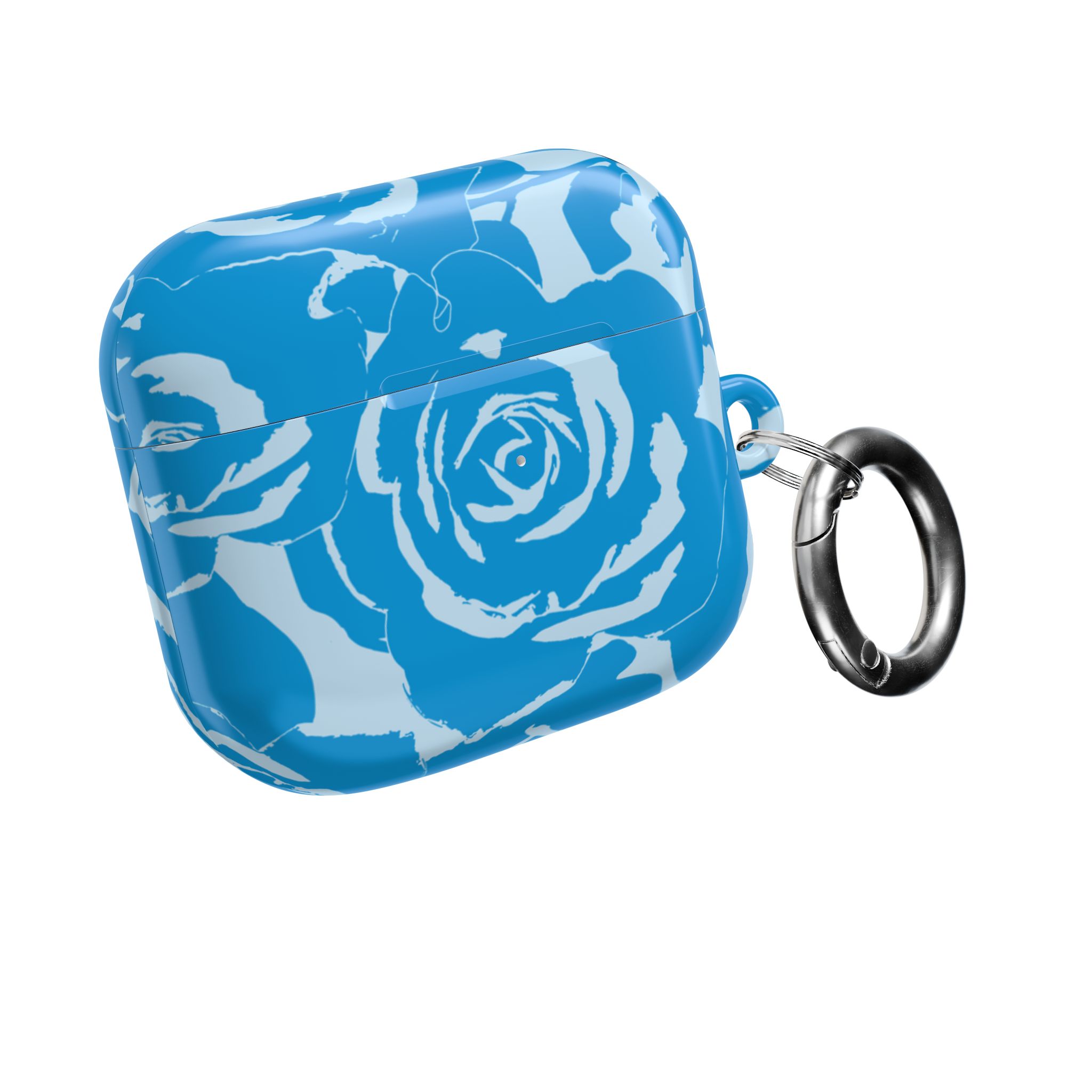 Blue Floral AirPods Case | Soft Aesthetic Earbud Case with Keychain - Image 8