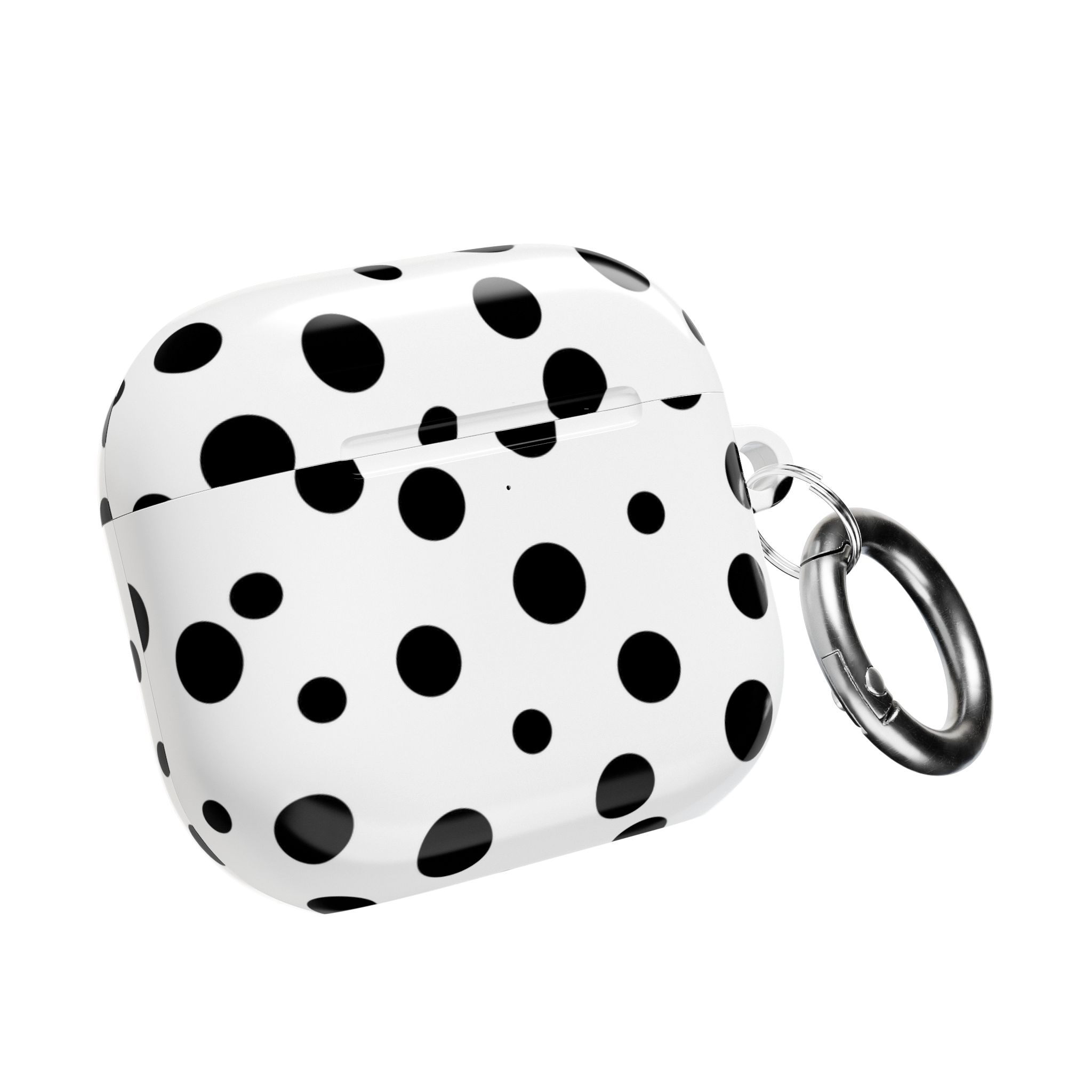 Black & White Polka Dot AirPods Case Cover with Keyring - Image 4