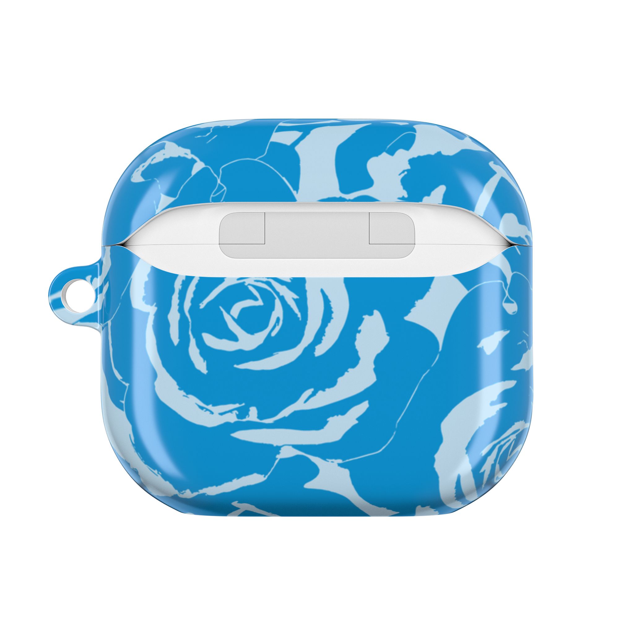 Blue Floral AirPods Case | Soft Aesthetic Earbud Case with Keychain - Image 3