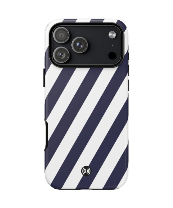 Navy Diagonal Stripe iPhone Case