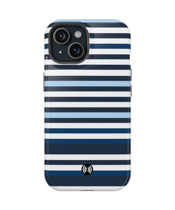 Navy & Sky Blue MagSafe® Striped Phone Case