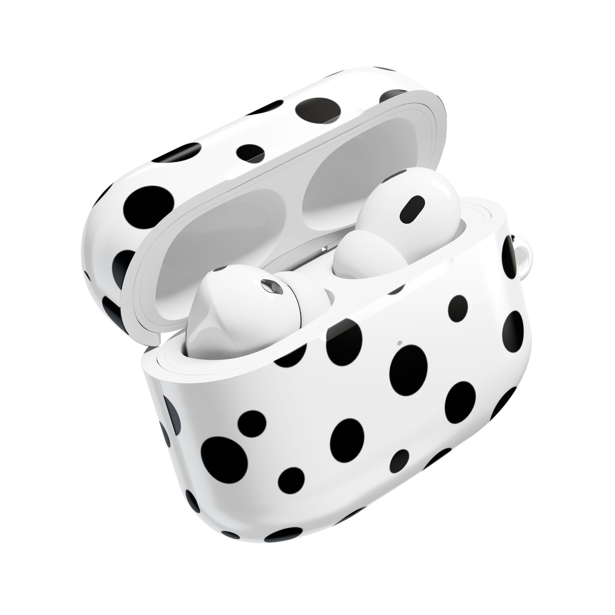 Black & White Polka Dot AirPods Case Cover with Keyring - Image 13