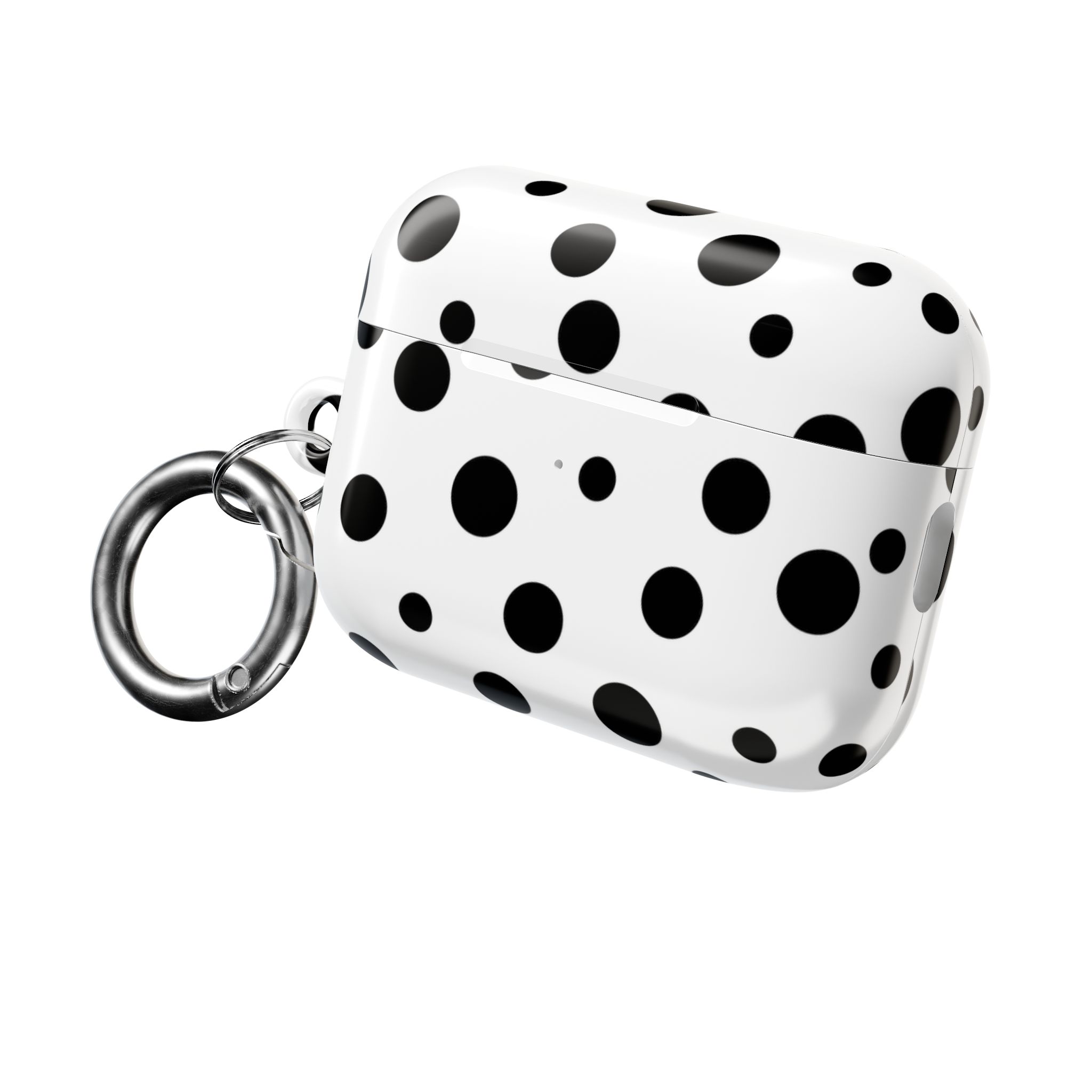 Black & White Polka Dot AirPods Case Cover with Keyring - Image 16