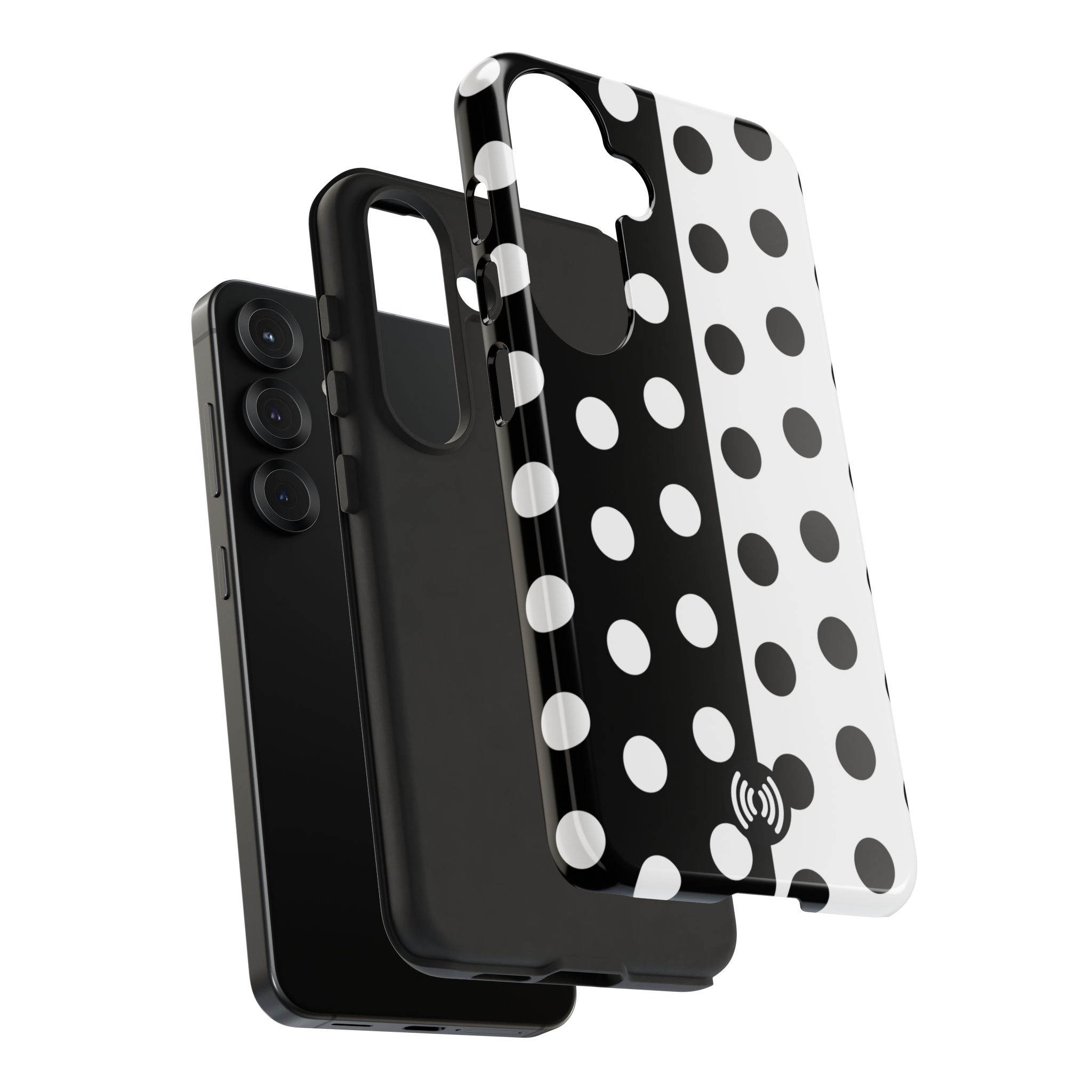 Polka Dot Black & White Split Design Phone Case — Cellfinds - Image 86