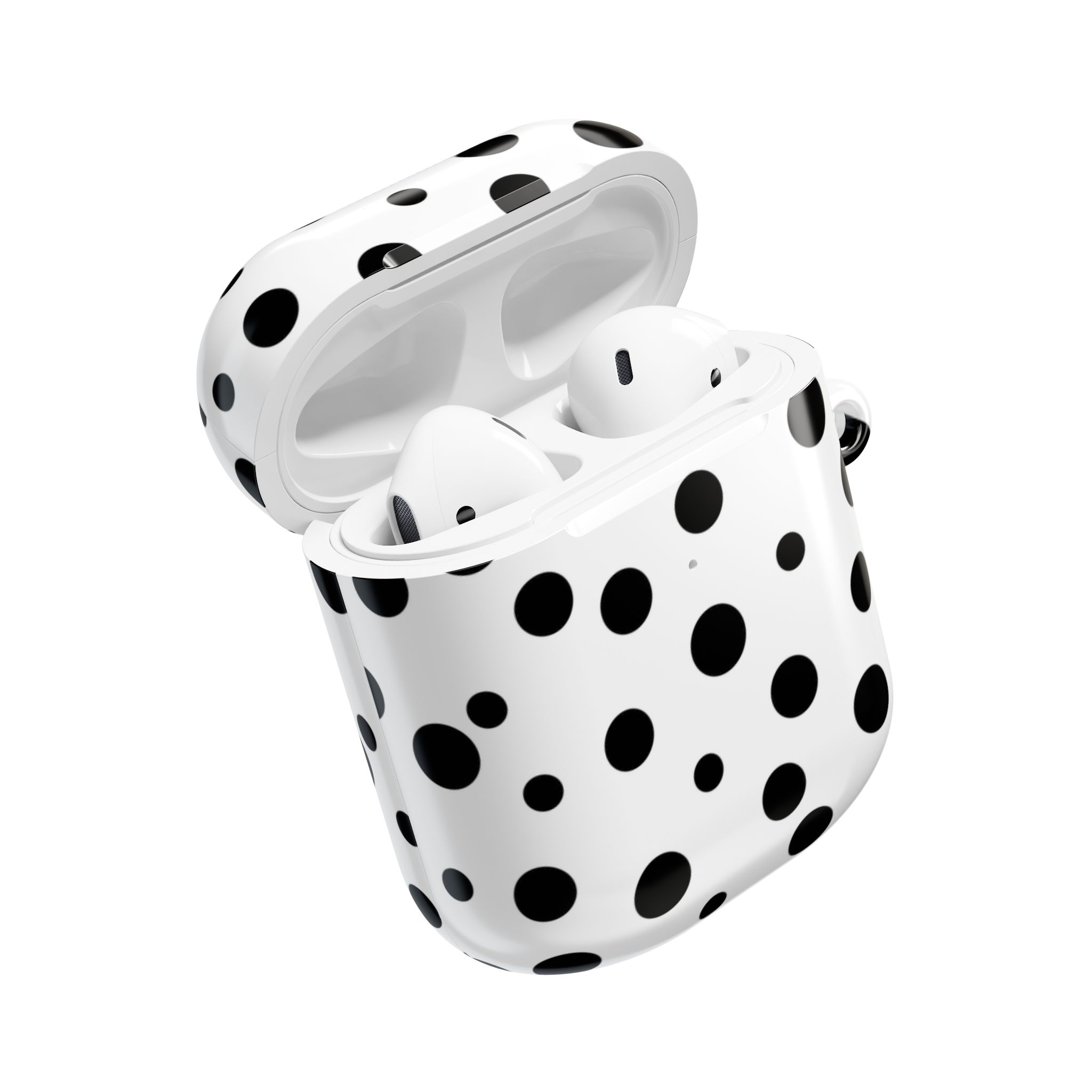 Black & White Polka Dot AirPods Case Cover with Keyring - Image 21