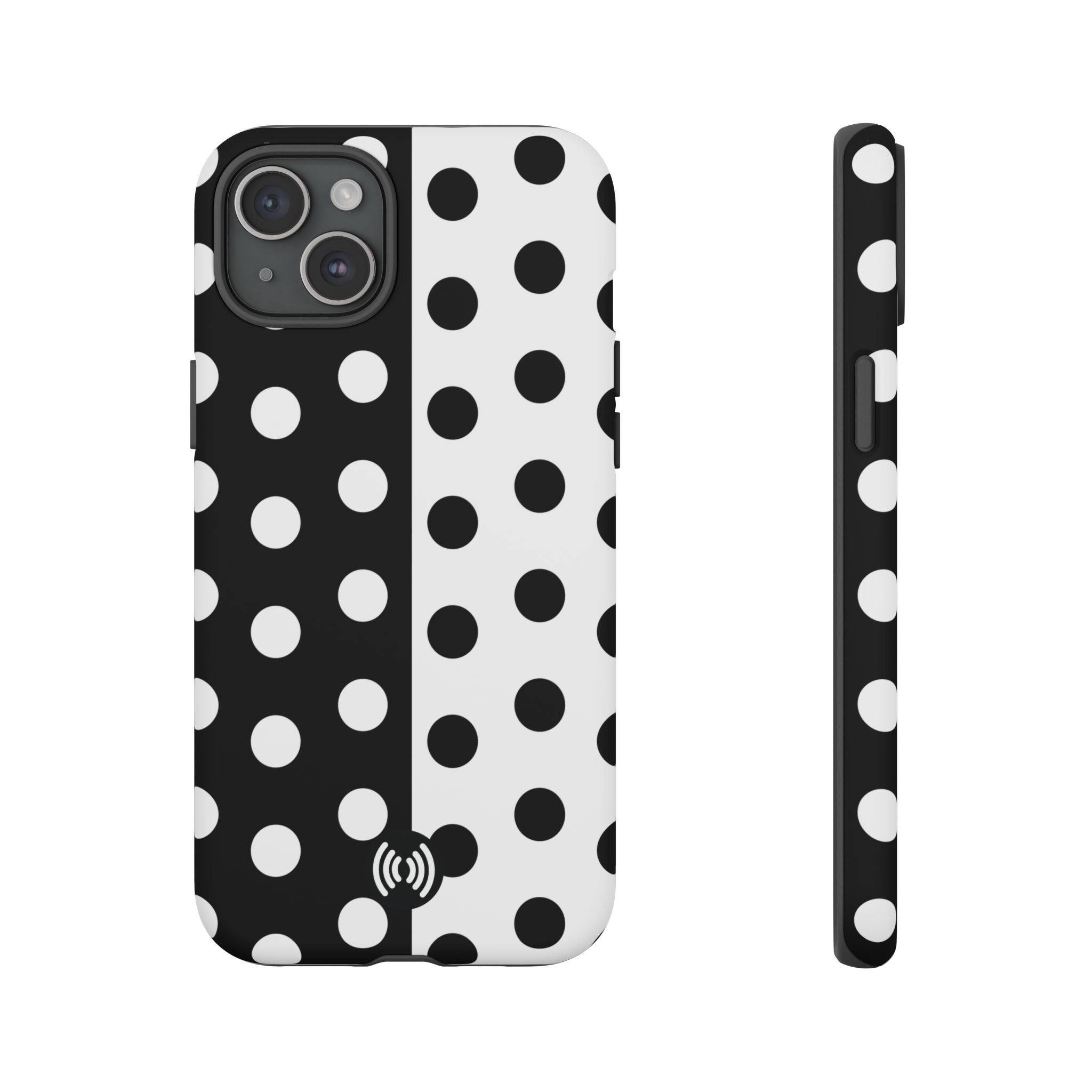 Polka Dot Black & White Split Design Phone Case — Cellfinds - Image 25