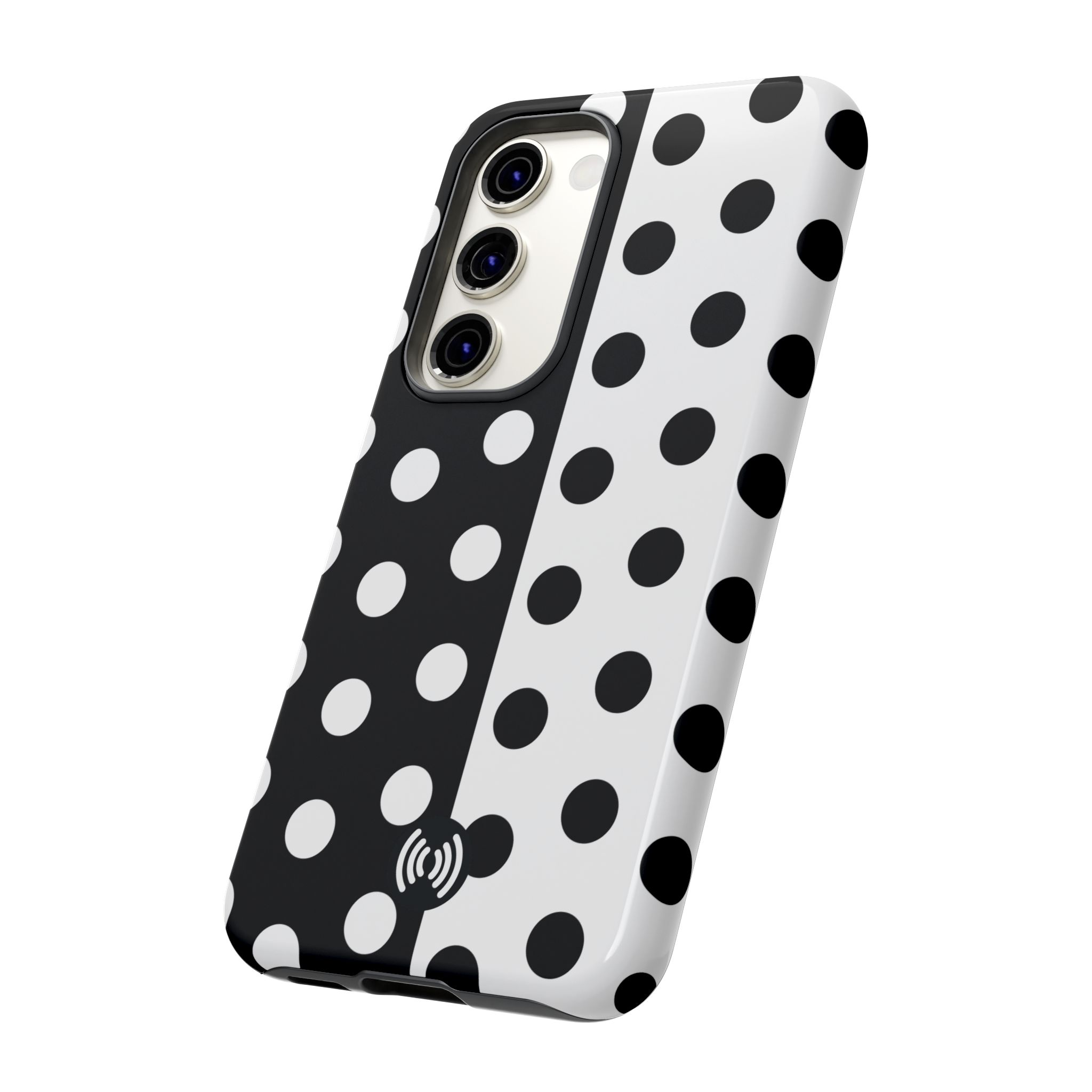 Polka Dot Black & White Split Design Phone Case — Cellfinds - Image 2