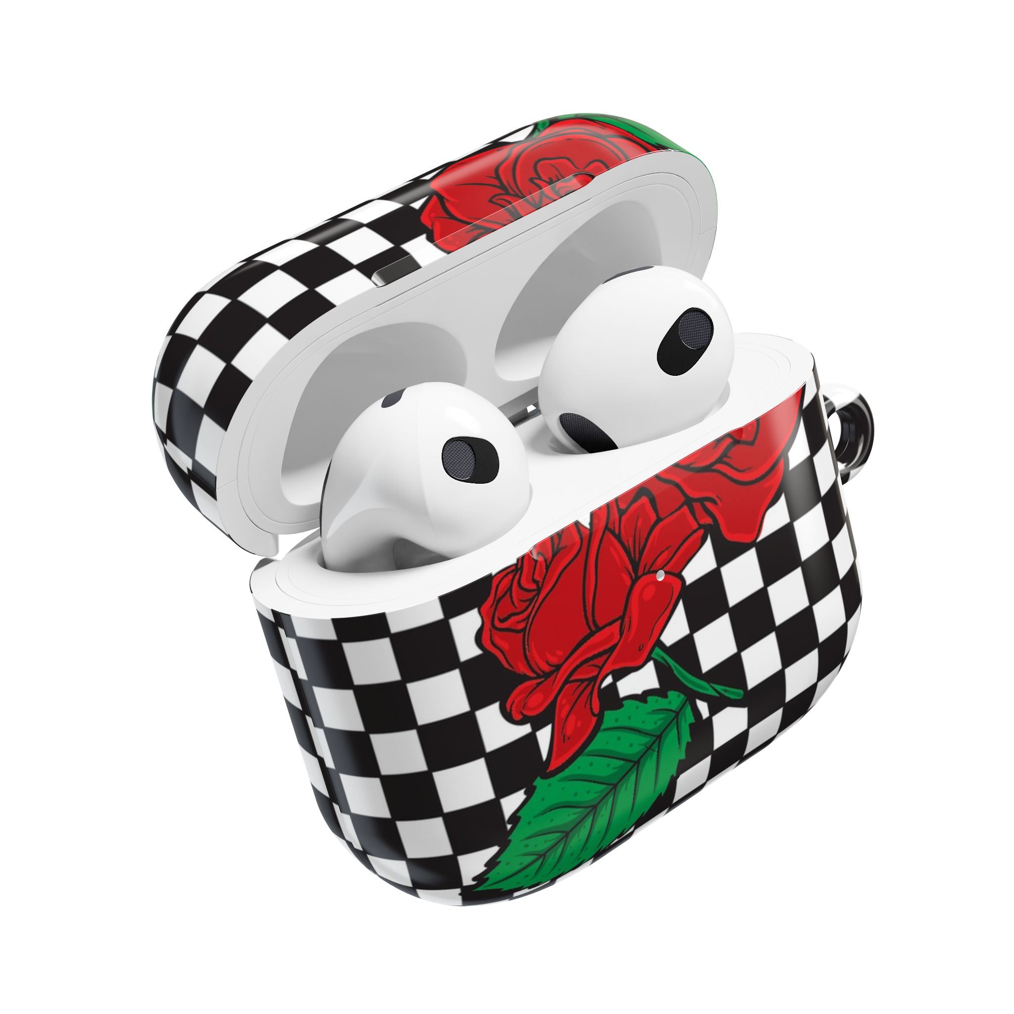 Checkerboard Rose AirPods Case with Keyring - Image 9