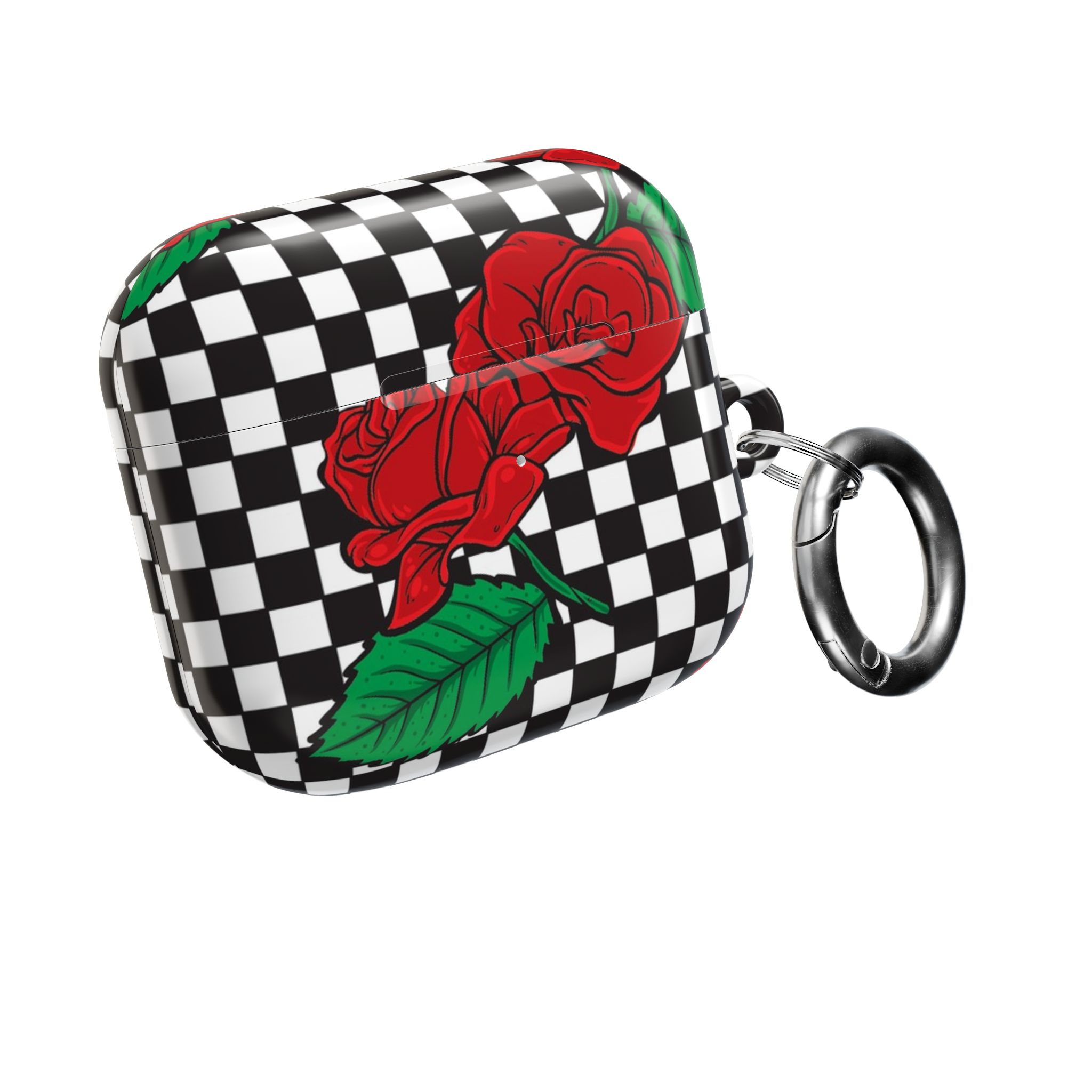 Checkerboard Rose AirPods Case with Keyring - Image 8