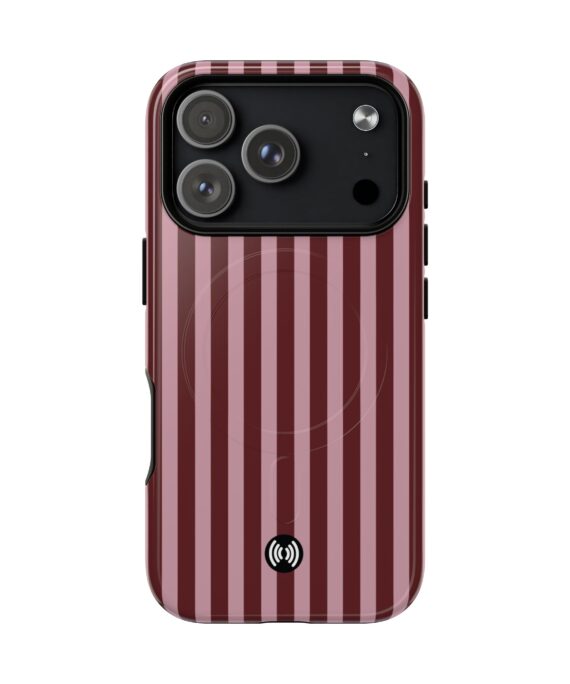 Burgundy Pink Striped MagSafe iPhone Case | Cellfinds