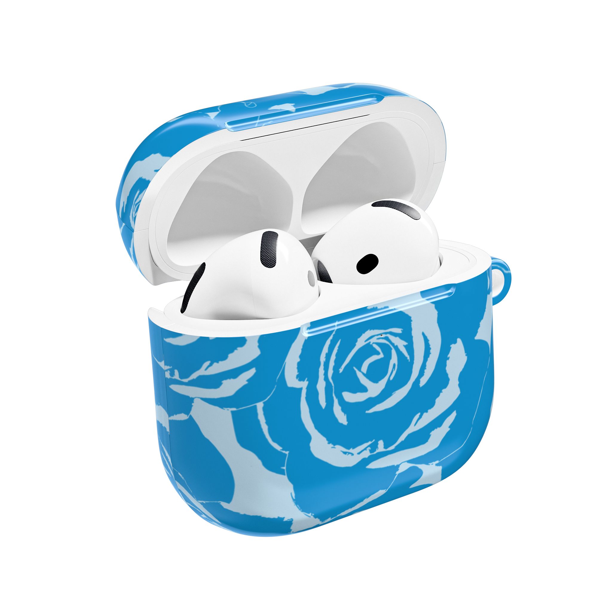 Blue Floral AirPods Case | Soft Aesthetic Earbud Case with Keychain - Image 5