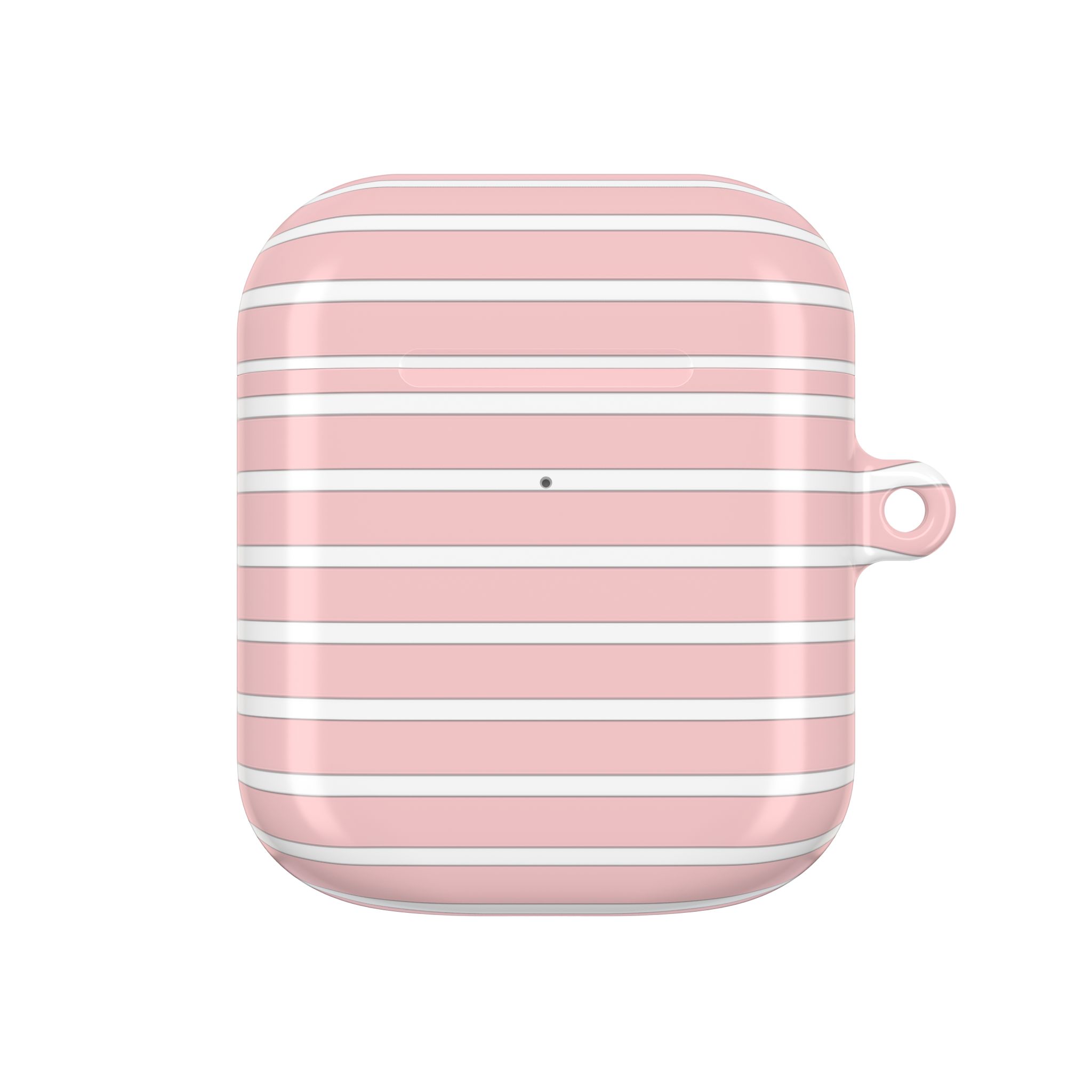 Pink Striped AirPods Case with Keyring - Image 18