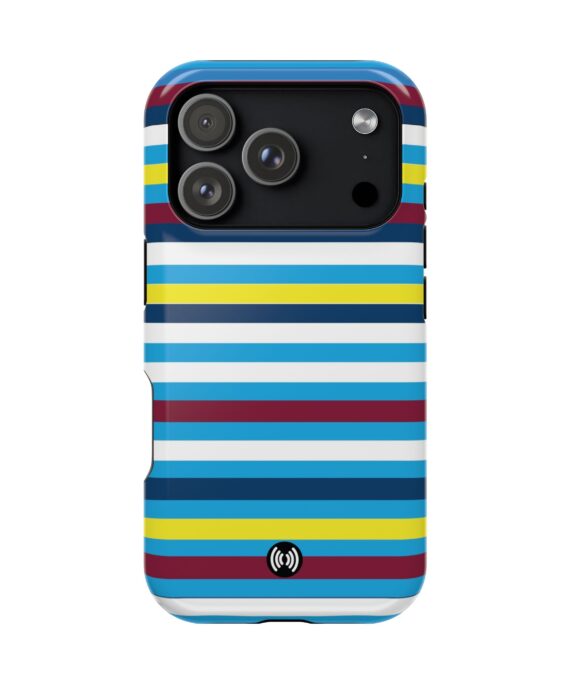 Striped  Blue, Yellow & Burgundy MagSafe® Phone Case