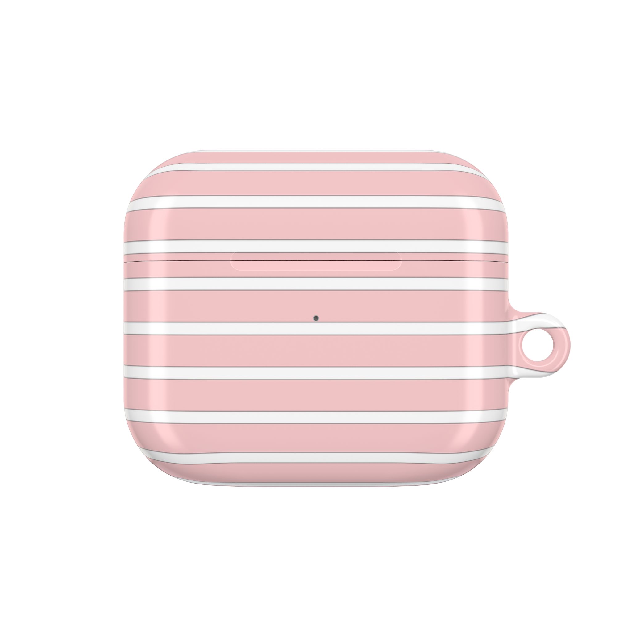 Pink Striped AirPods Case with Keyring - Image 6