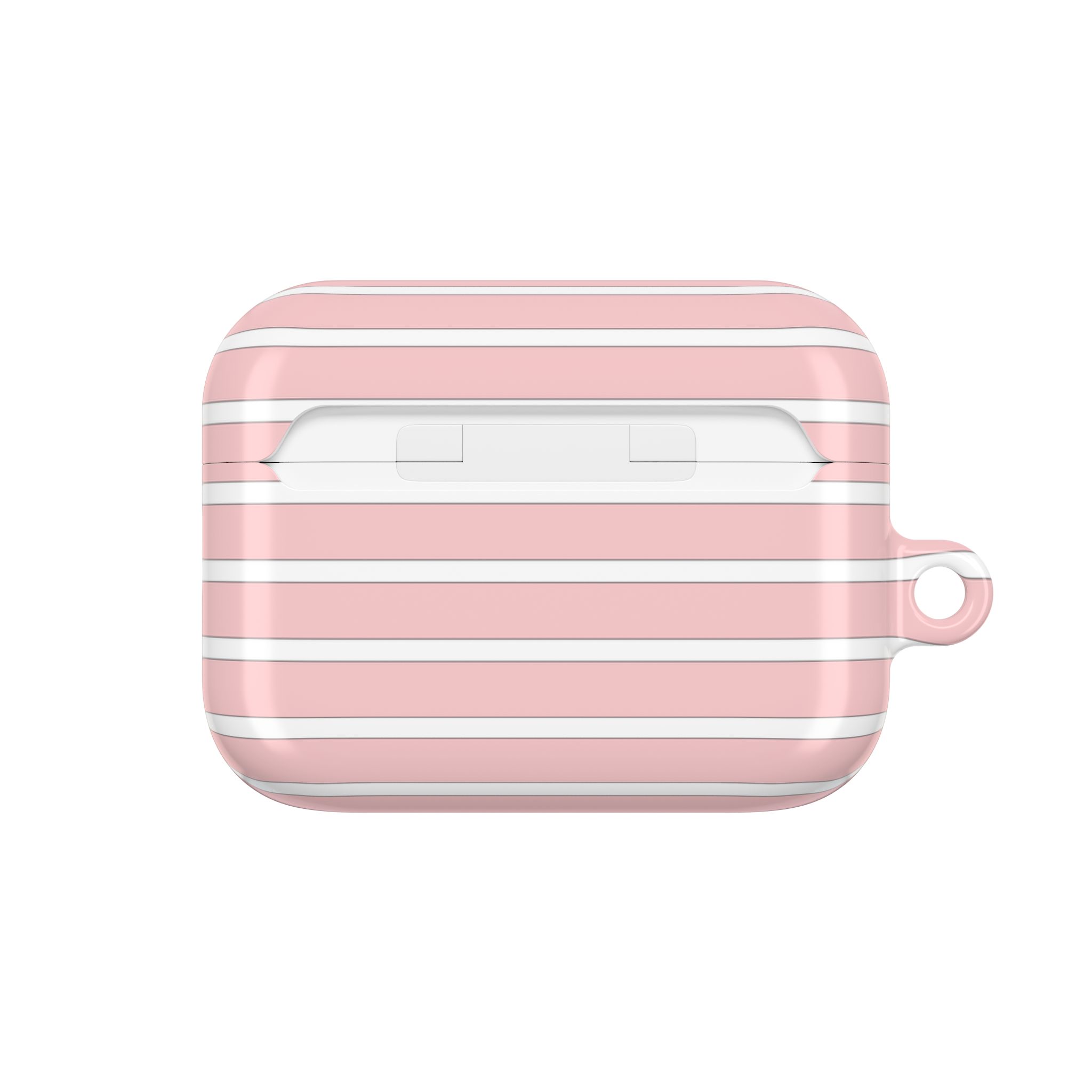 Pink Striped AirPods Case with Keyring - Image 15