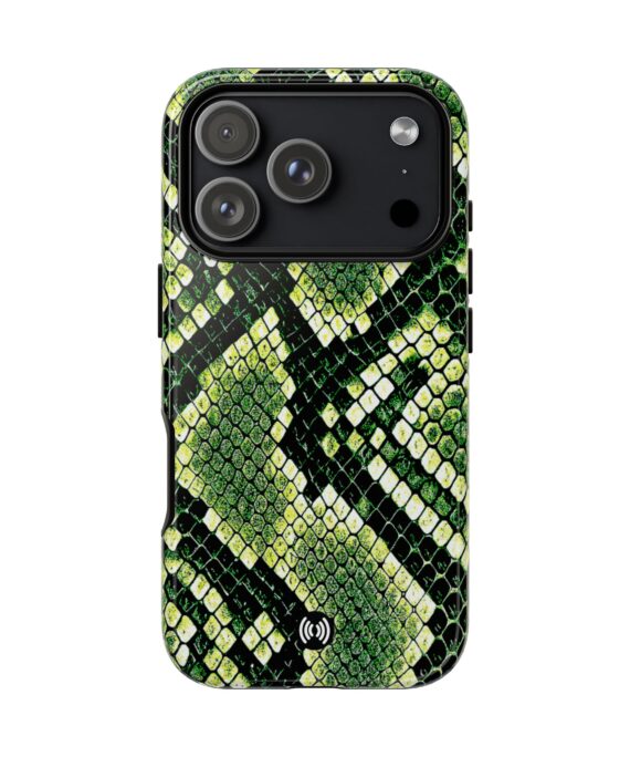 Green Python Snake Skin Tough Phone Case — Protective Stylish Phone Cover