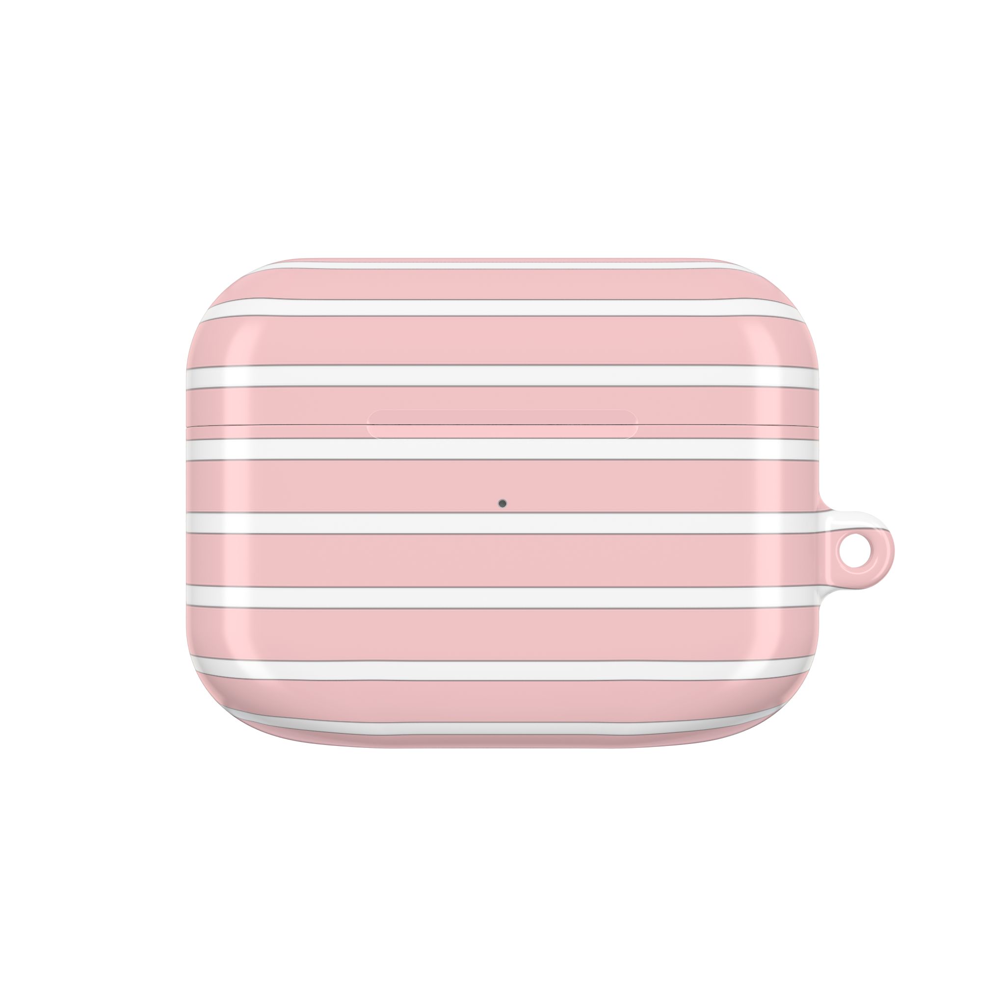 Pink Striped AirPods Case with Keyring - Image 10