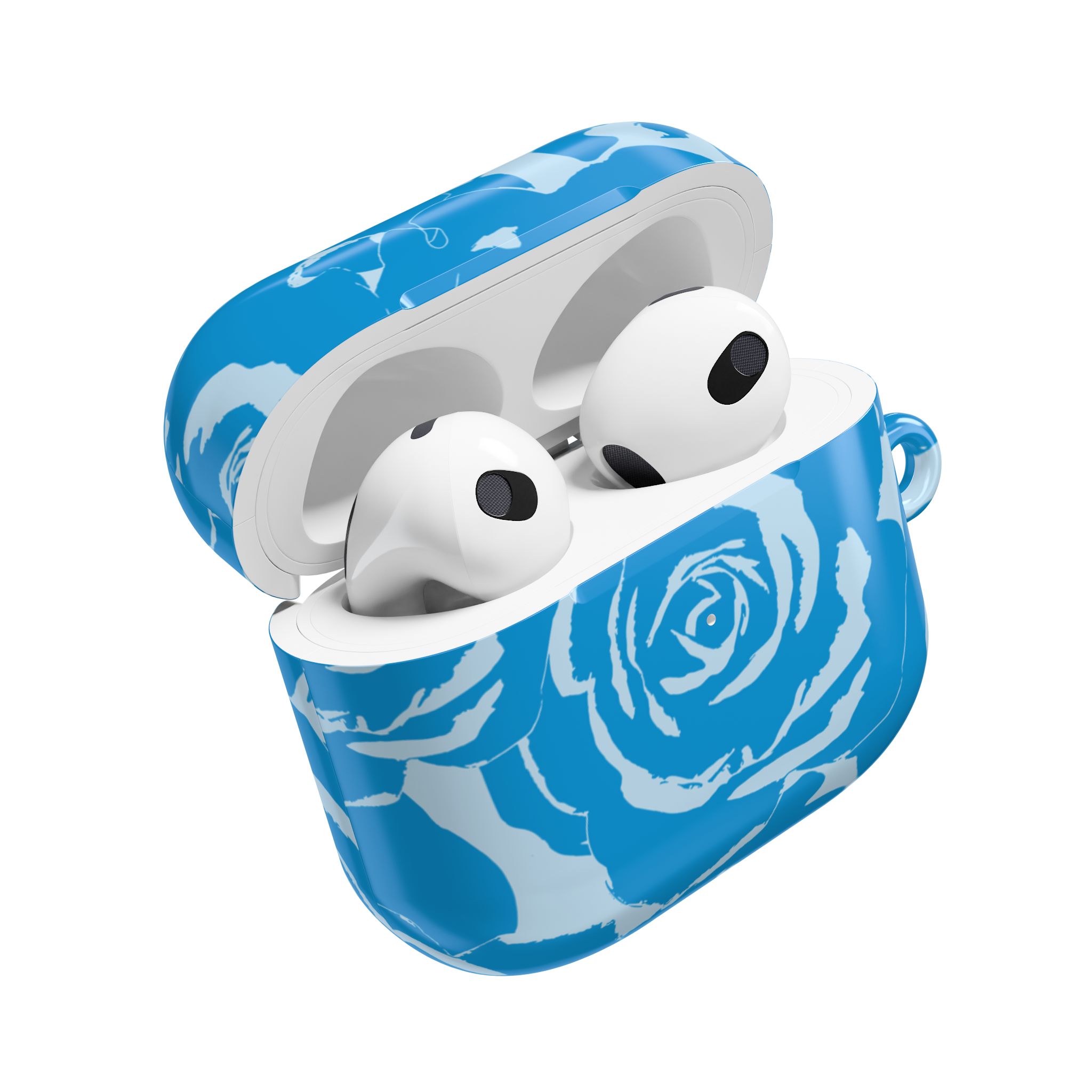 Blue Floral AirPods Case | Soft Aesthetic Earbud Case with Keychain - Image 9
