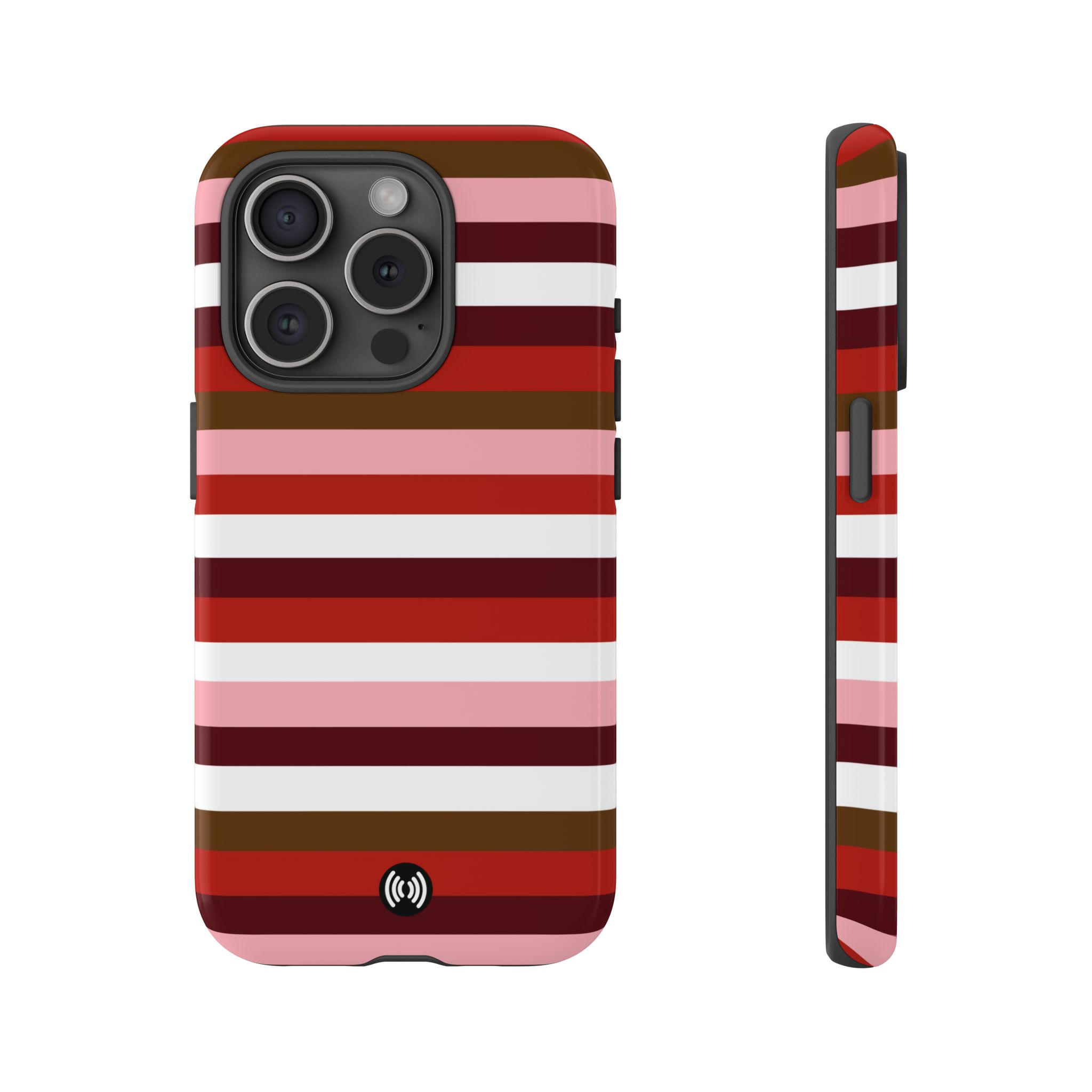Striped Red & Pink Phone Case for iPhone Models & Samsung - Image 3