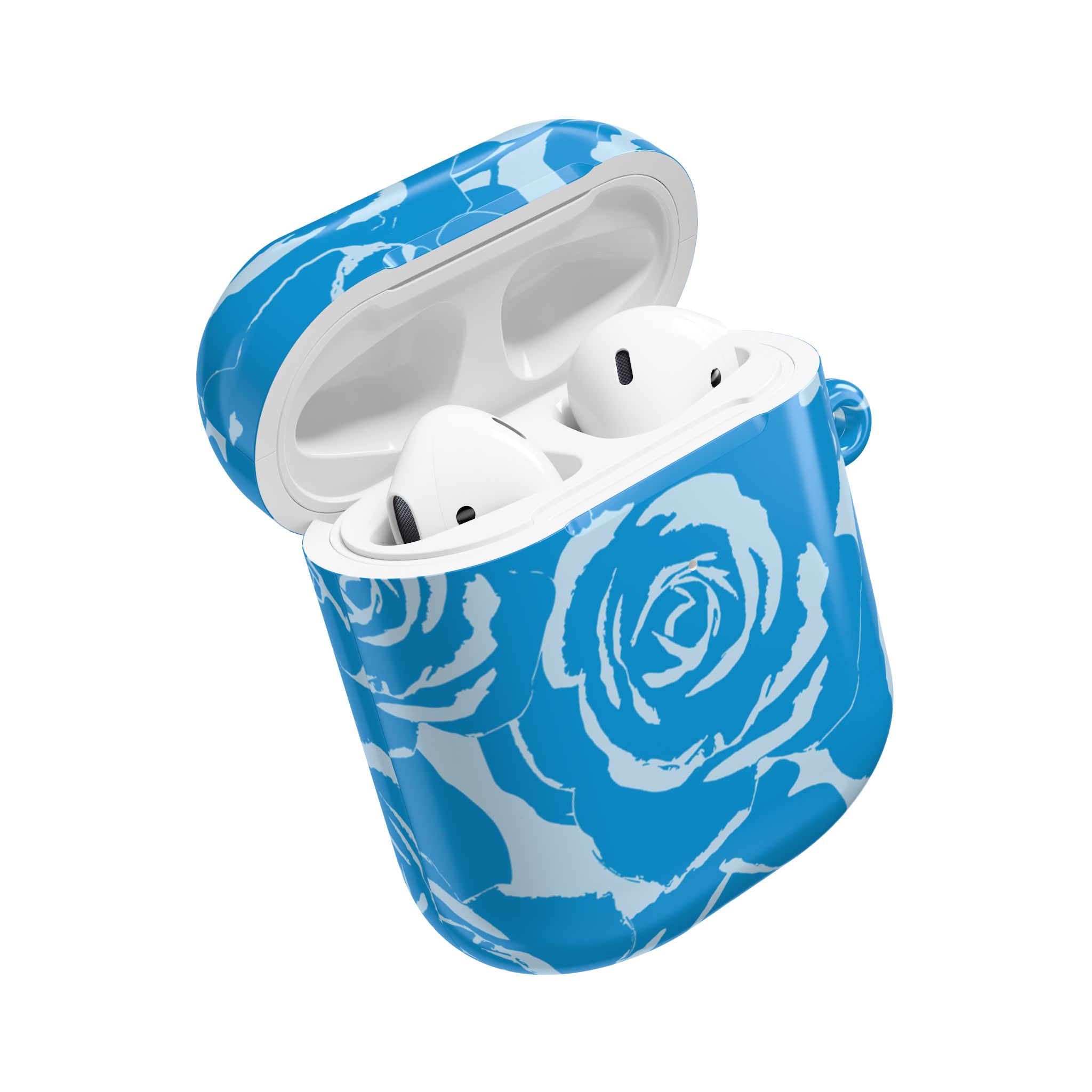 Blue Floral AirPods Case | Soft Aesthetic Earbud Case with Keychain - Image 21