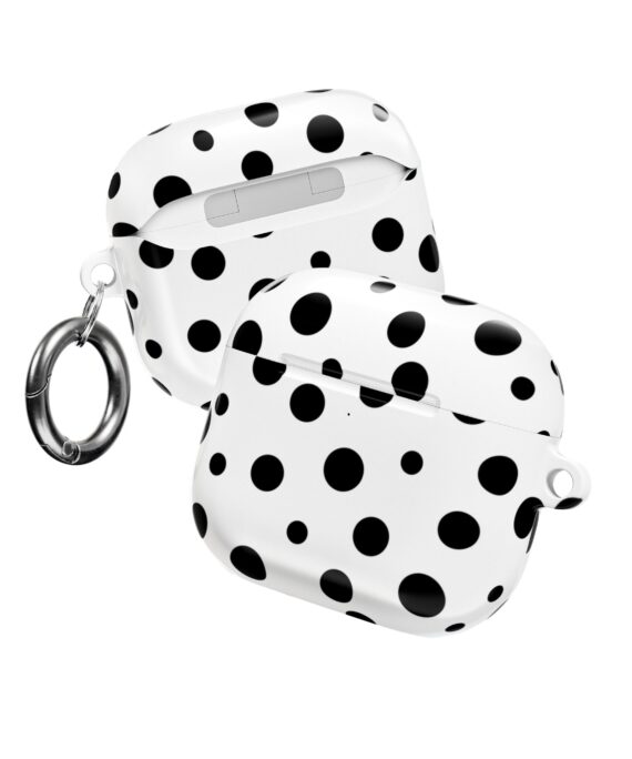 Black & White Polka Dot AirPods Case Cover with Keyring