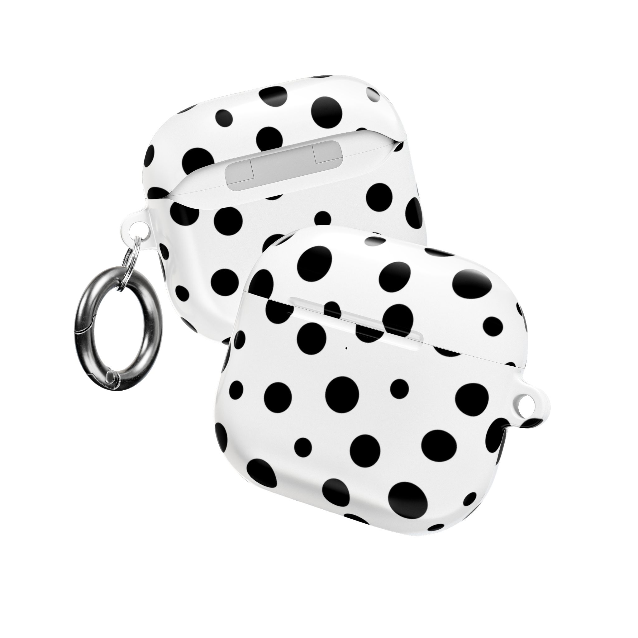 Black & White Polka Dot AirPods Case Cover with Keyring
