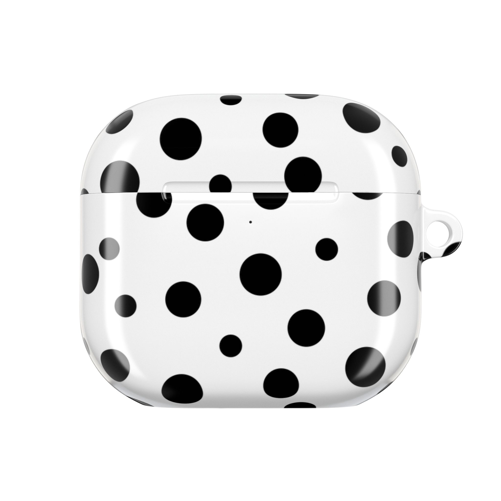 Black & White Polka Dot AirPods Case Cover with Keyring - Image 2