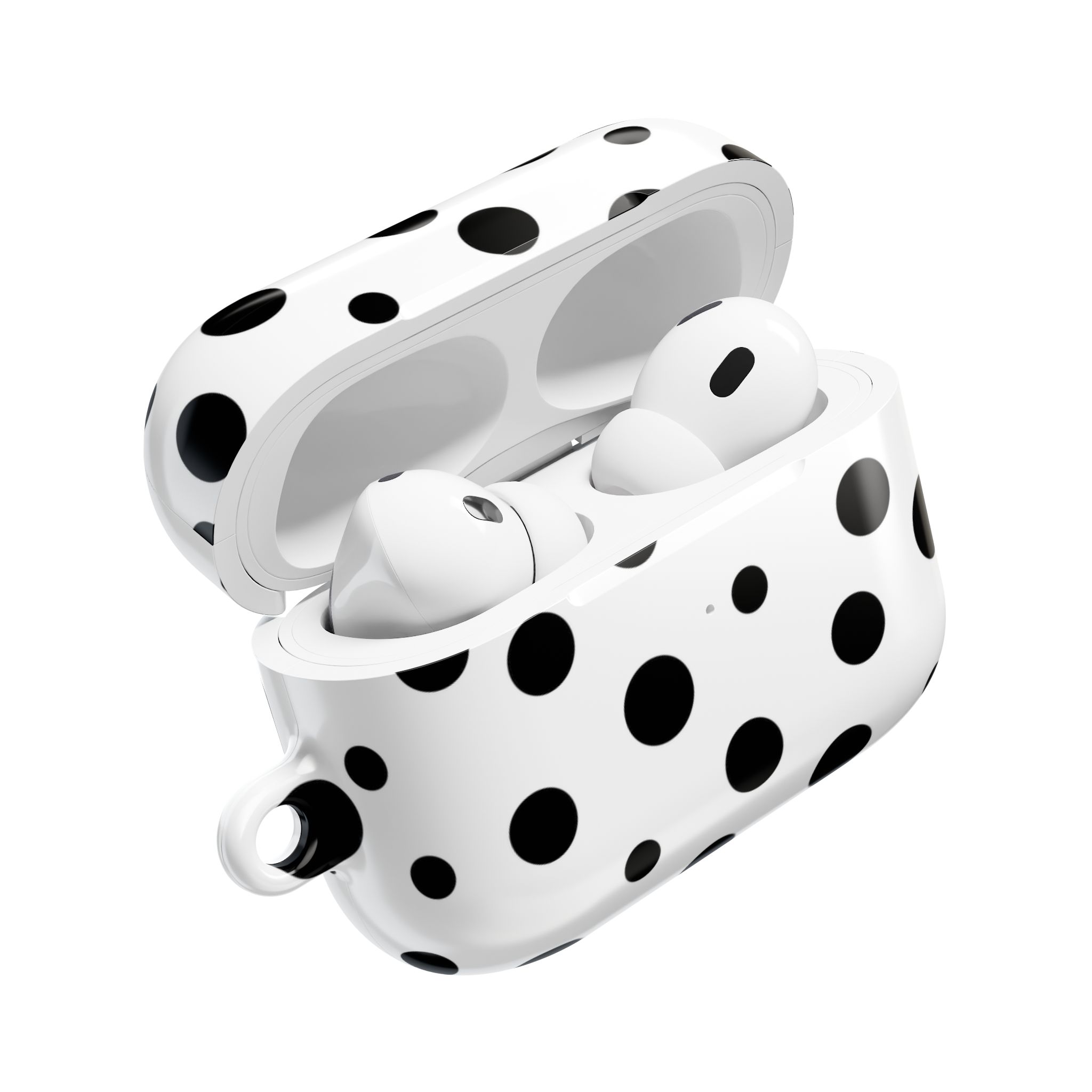 Black & White Polka Dot AirPods Case Cover with Keyring - Image 17