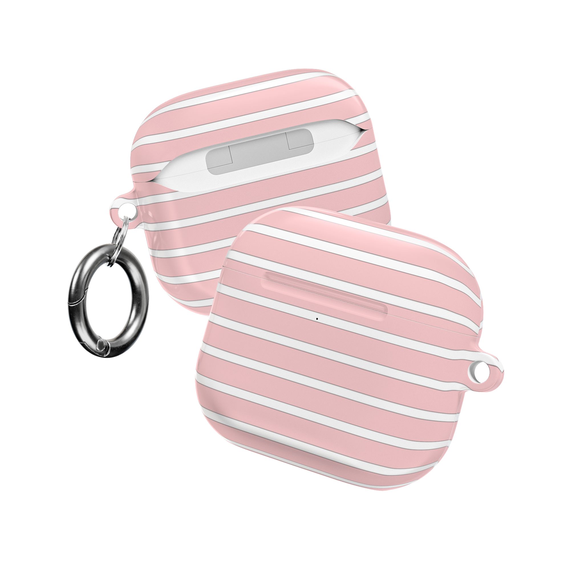 Pink Striped AirPods Case with Keyring