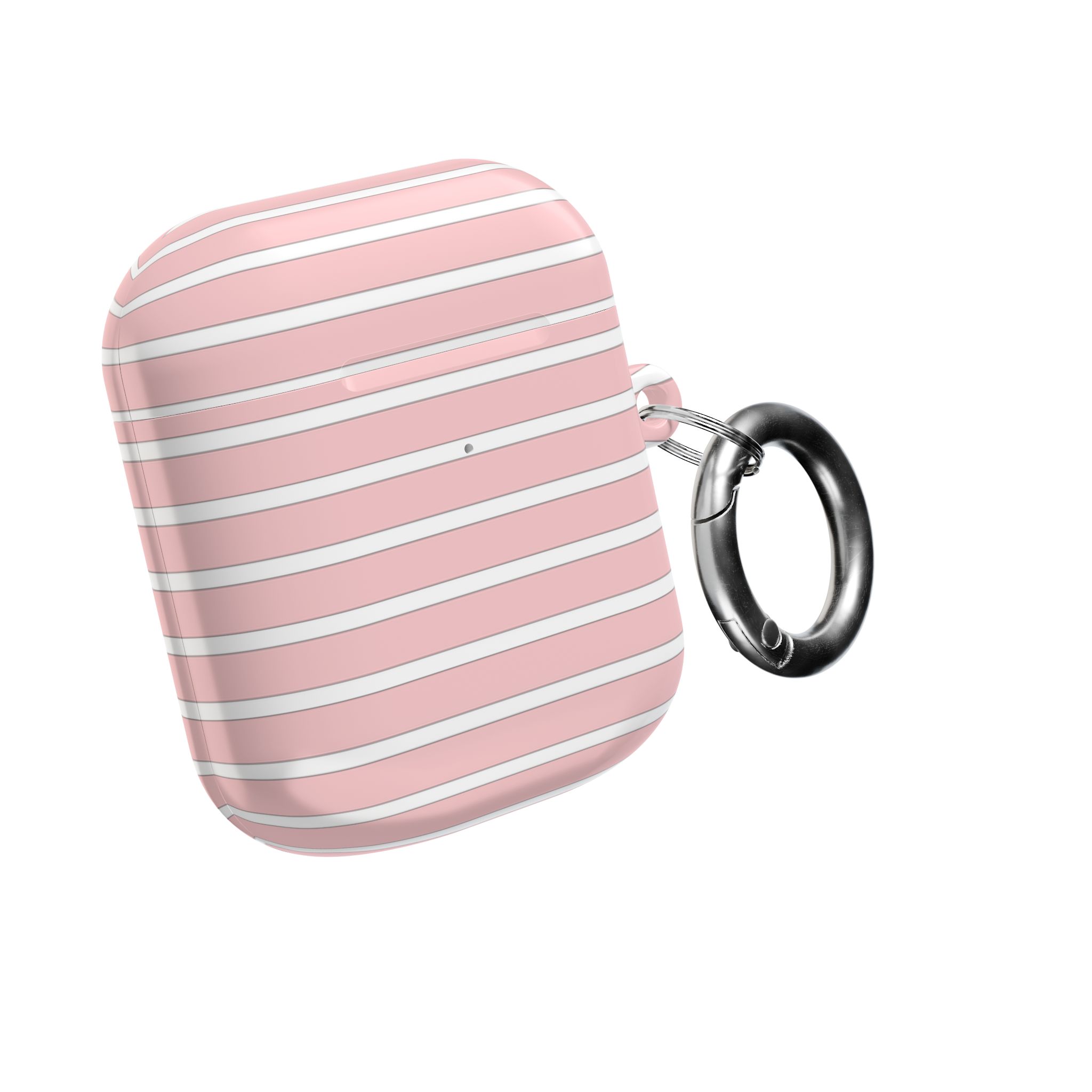 Pink Striped AirPods Case with Keyring - Image 20
