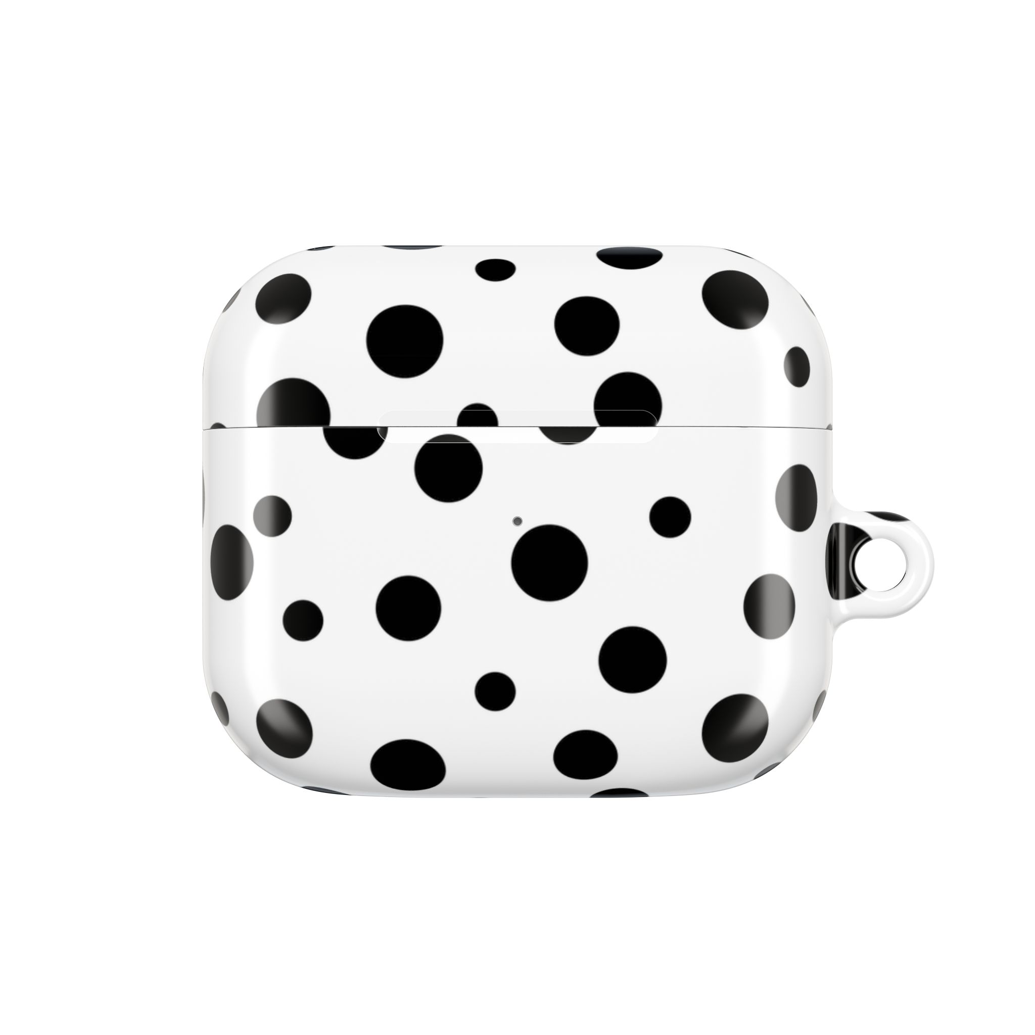 Black & White Polka Dot AirPods Case Cover with Keyring - Image 6