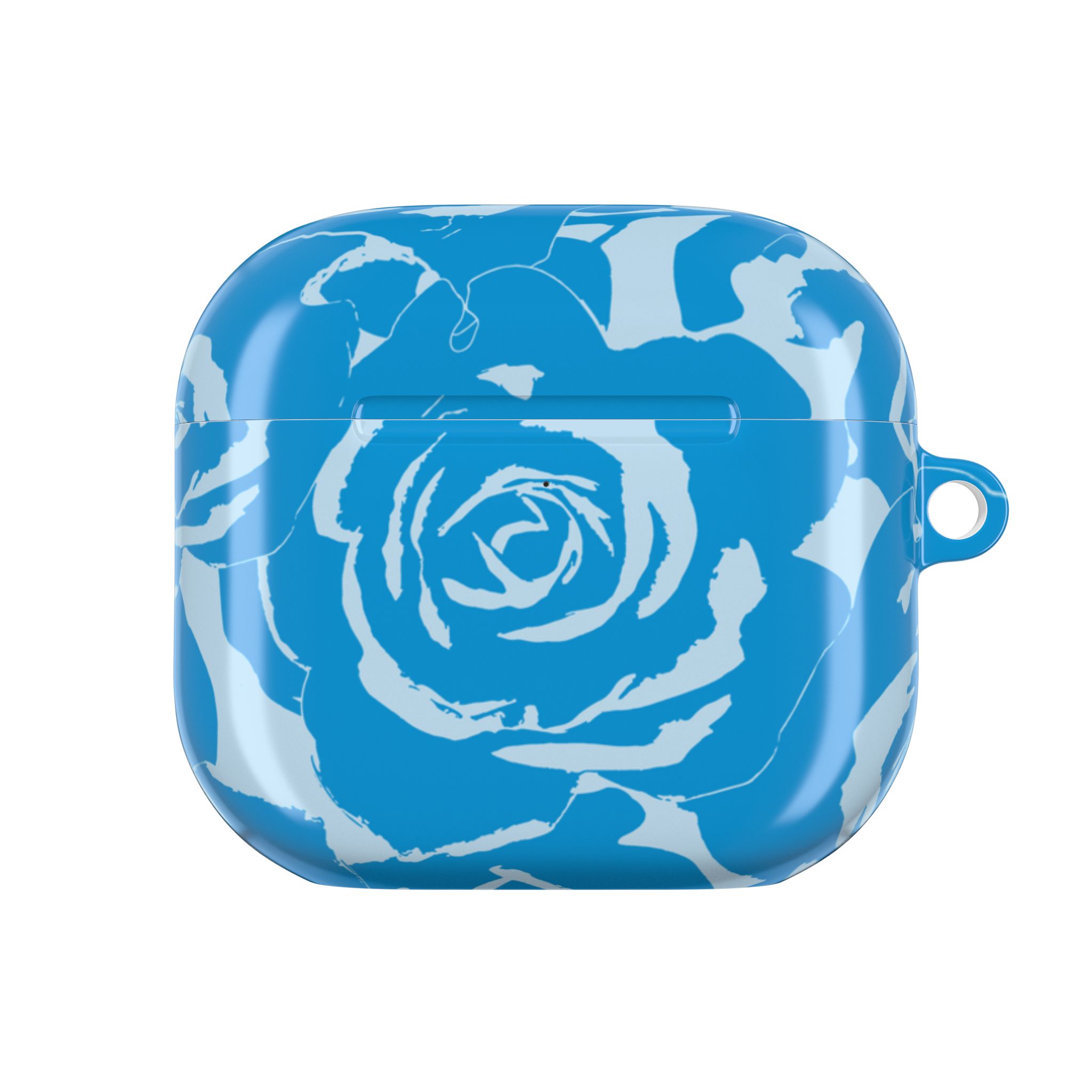 Blue Floral AirPods Case | Soft Aesthetic Earbud Case with Keychain - Image 2
