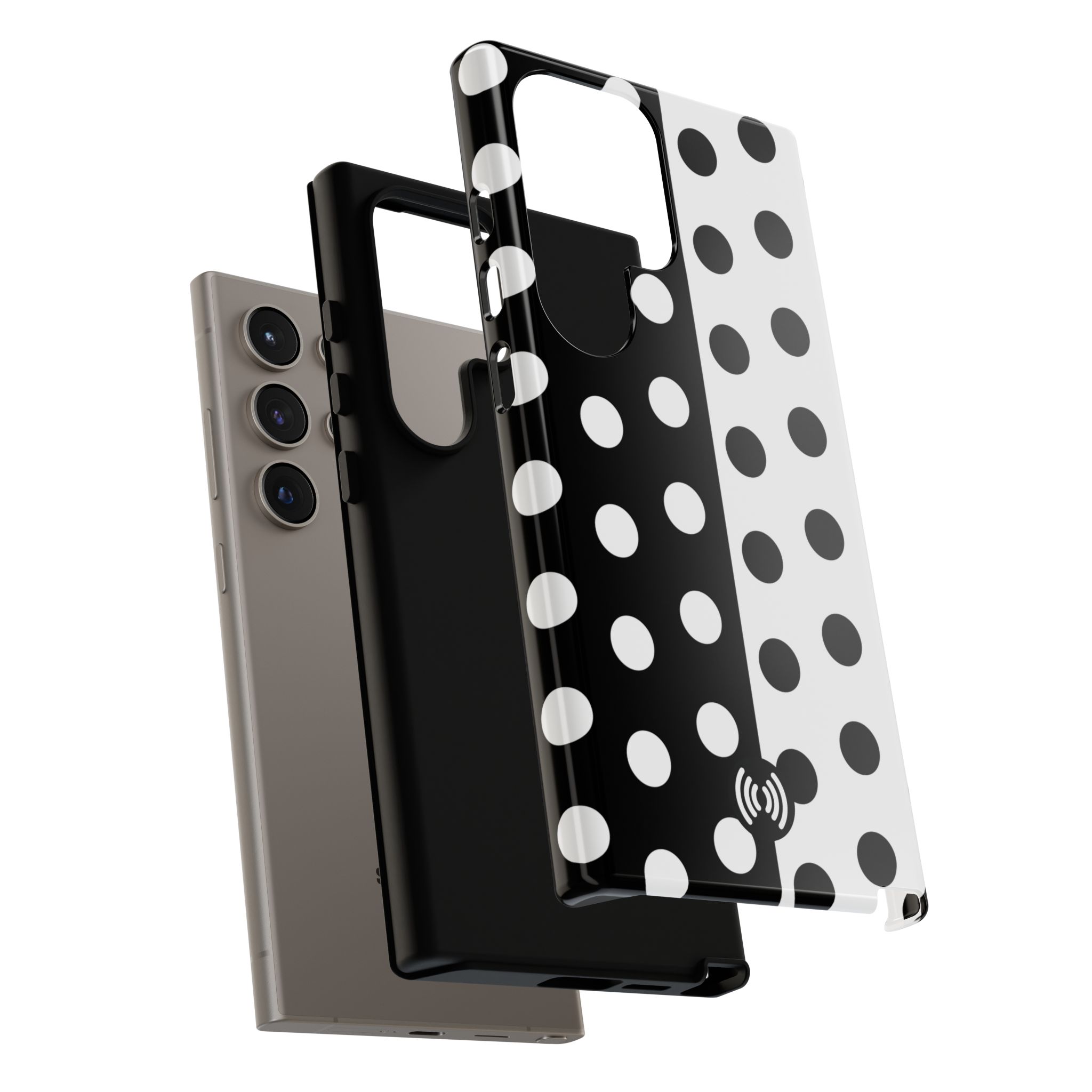 Polka Dot Black & White Split Design Phone Case — Cellfinds - Image 54