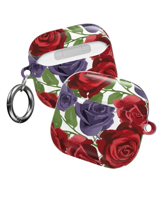 Red & Purple Rose Floral AirPods Case with Keyring