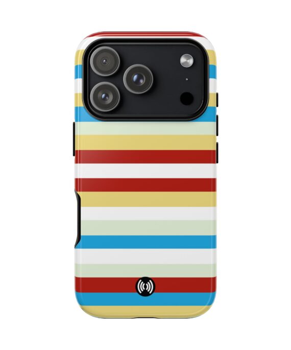 Retro Red, Blue & Yellow Striped Phone Case