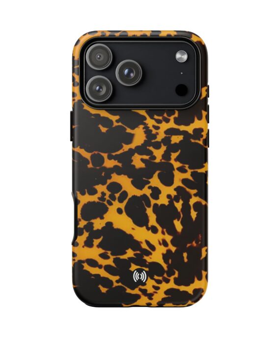 Orange and black tortoiseshell print cute phone case by CellFinds