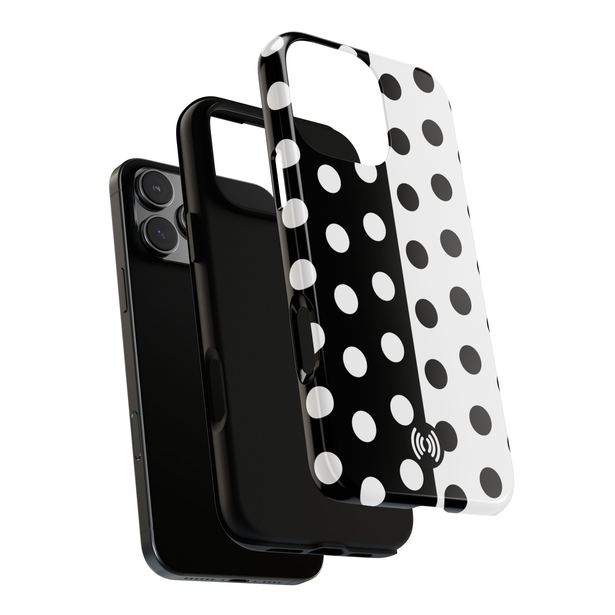 Polka Dot Black & White Split Design Phone Case — Cellfinds - Image 79