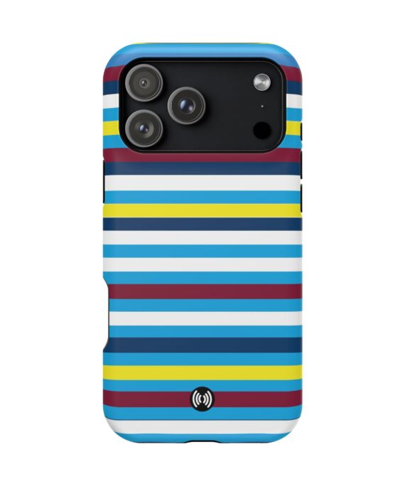 Striped Blue, Yellow & Burgundy MagSafe® Phone Case