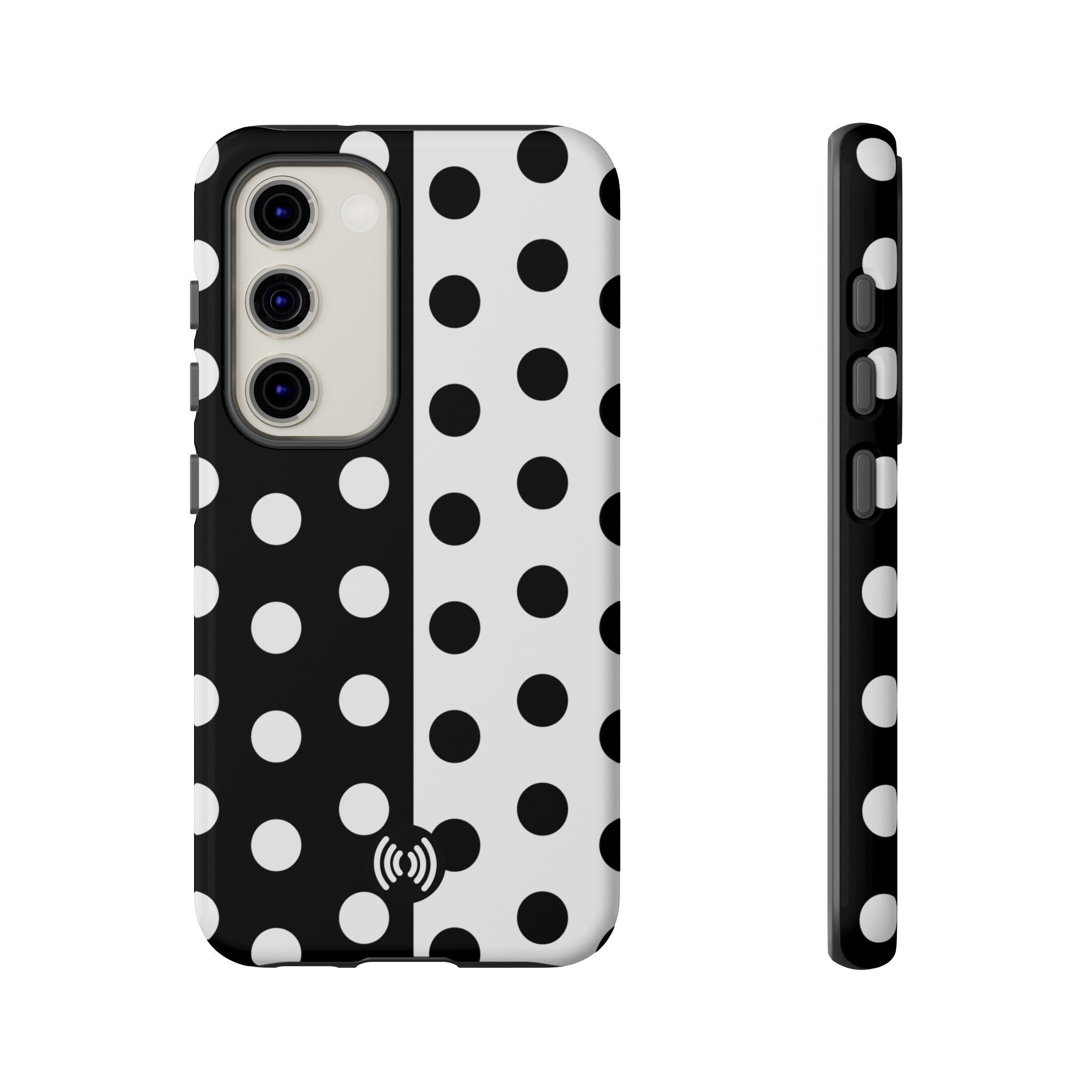Polka Dot Black & White Split Design Phone Case — Cellfinds